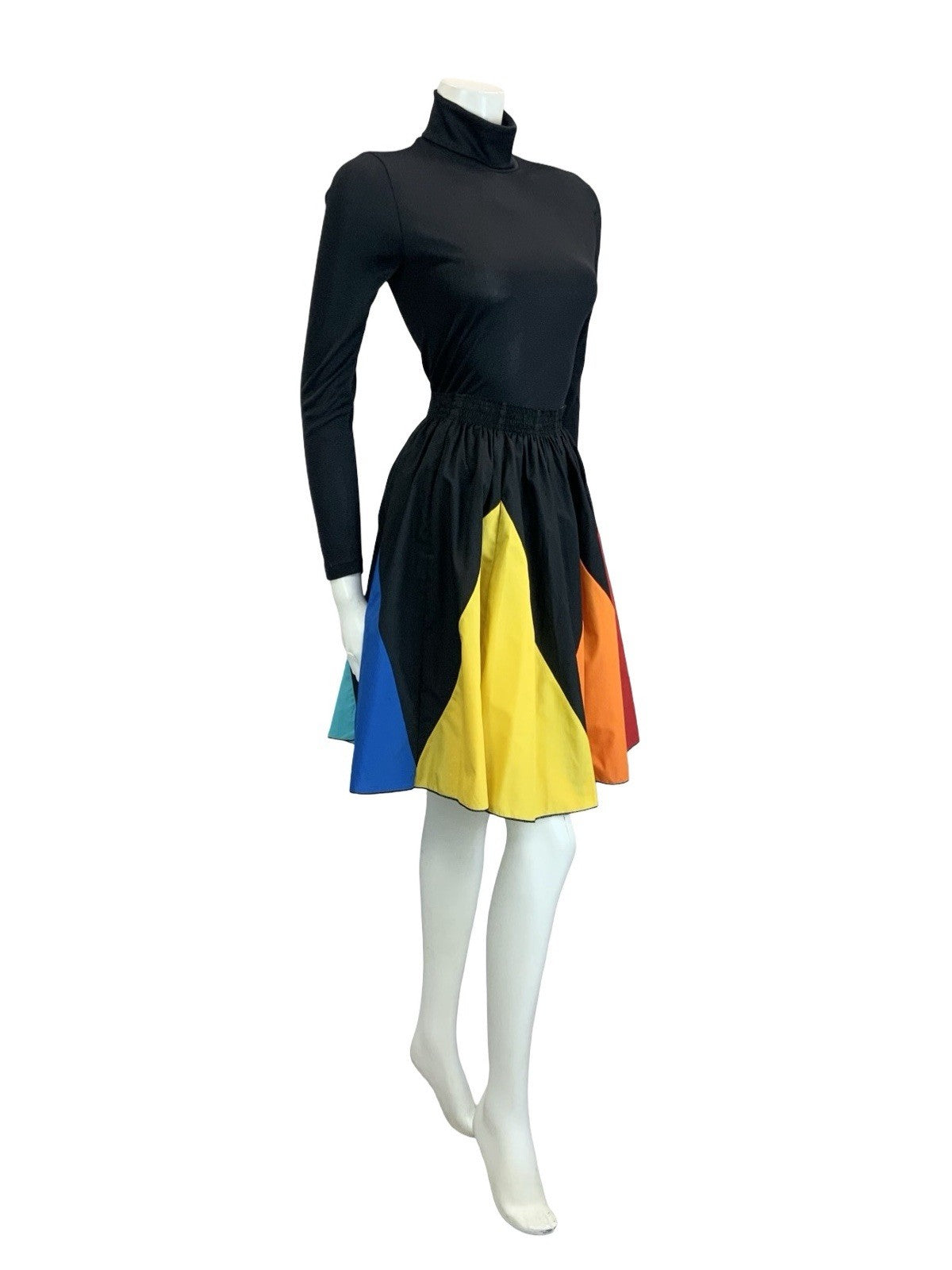 VTG 60S 70S RAINBOW BLACK PINK BLUE YELLOW RED SWING SKATER SKIRT 8 10 12 14