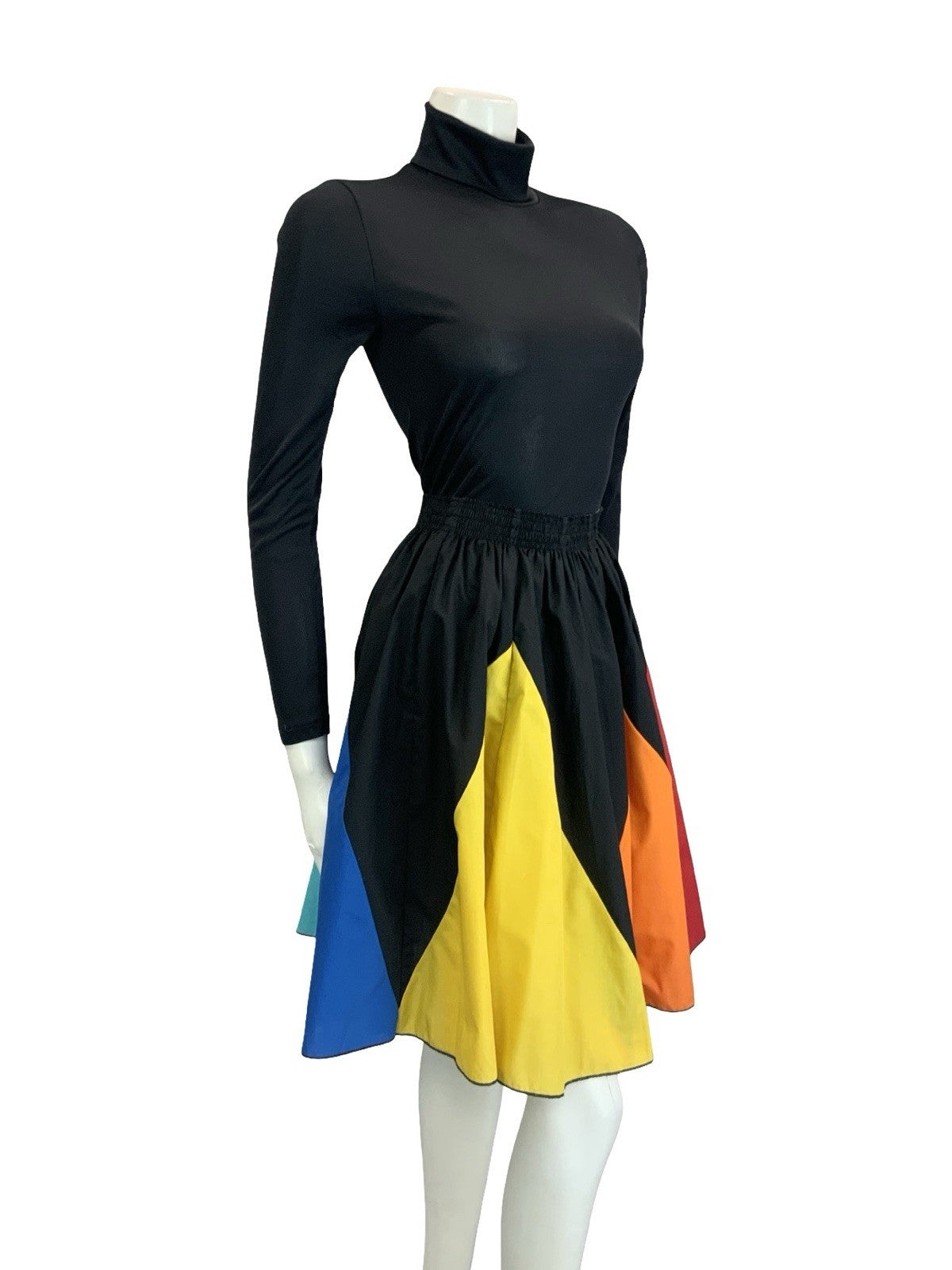 VTG 60S 70S RAINBOW BLACK PINK BLUE YELLOW RED SWING SKATER SKIRT 8 10 12 14