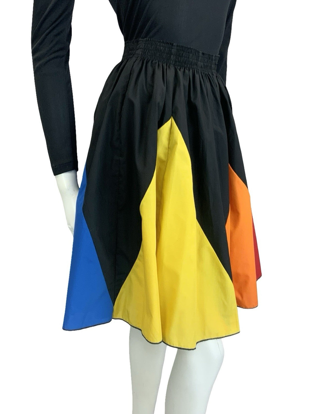 VTG 60S 70S RAINBOW BLACK PINK BLUE YELLOW RED SWING SKATER SKIRT 8 10 12 14