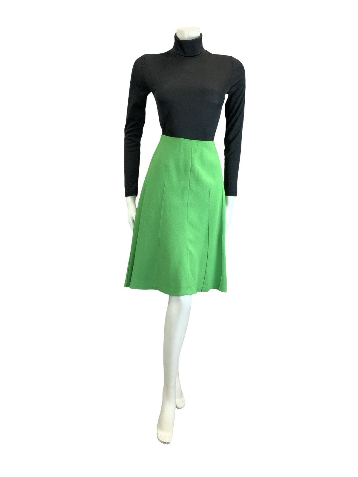 VTG 70S APPLE GREEN MONOCHROME SECRETARY GEEK MIDI SKIRT 4