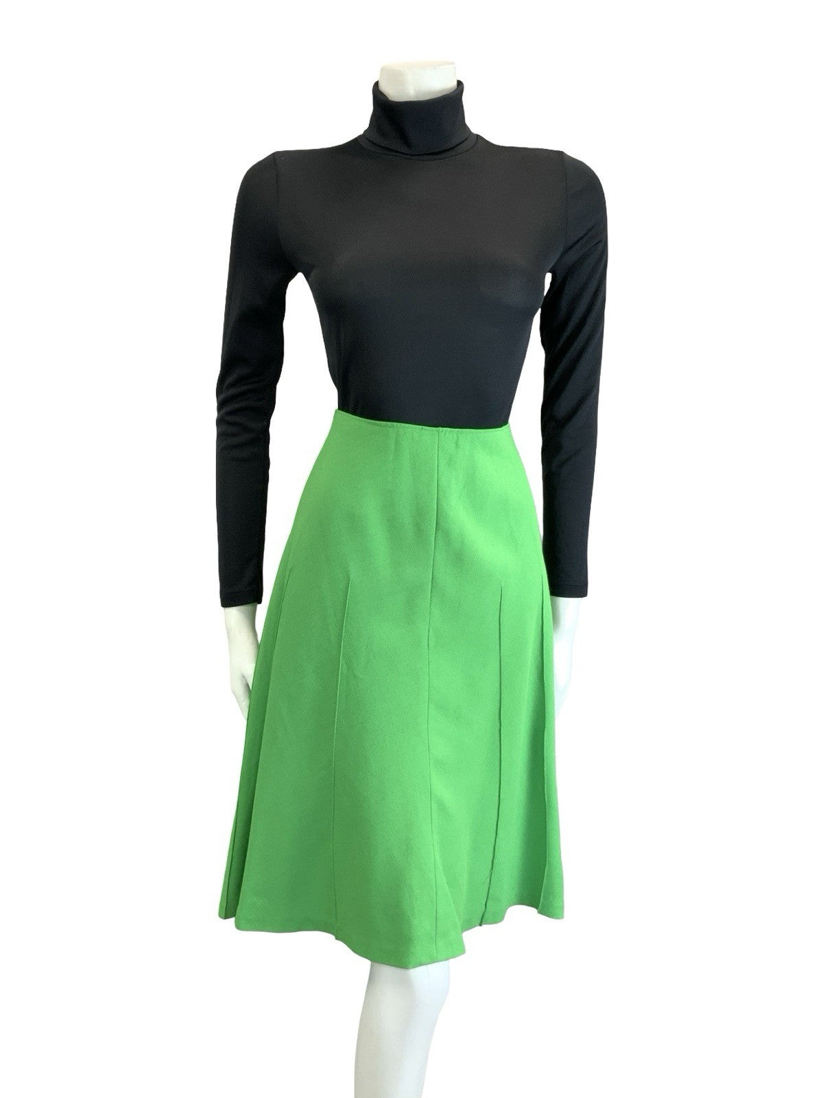 VTG 70S APPLE GREEN MONOCHROME SECRETARY GEEK MIDI SKIRT 4