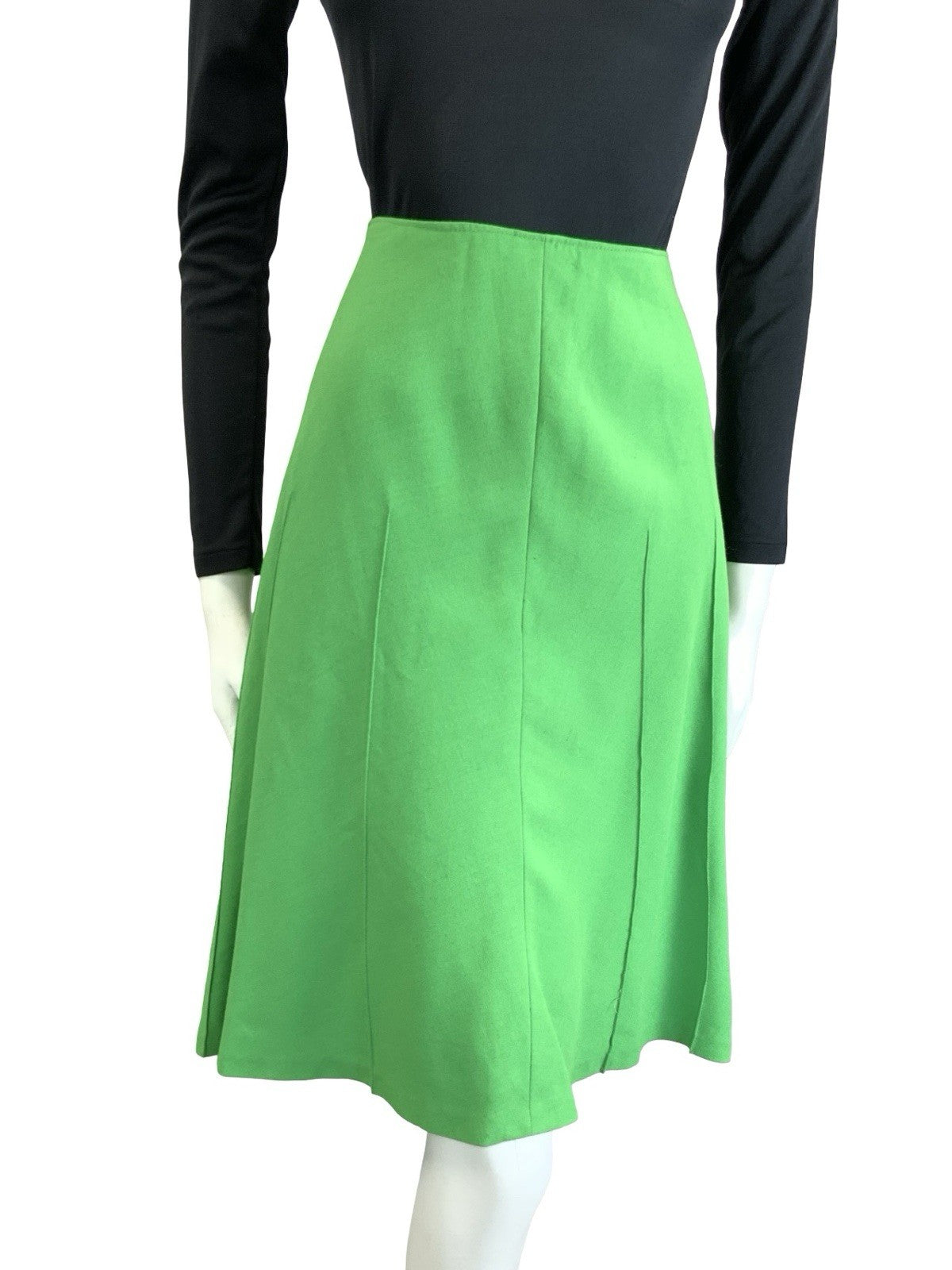 VTG 70S APPLE GREEN MONOCHROME SECRETARY GEEK MIDI SKIRT 4