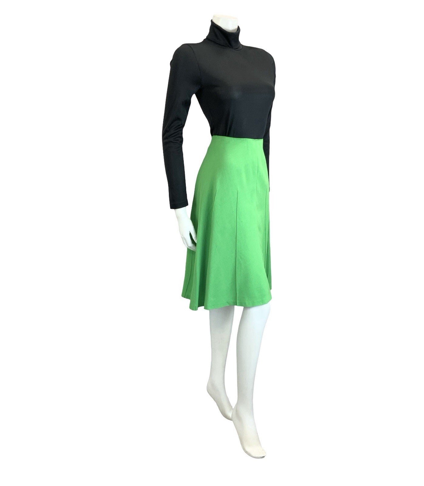 VTG 70S APPLE GREEN MONOCHROME SECRETARY GEEK MIDI SKIRT 4
