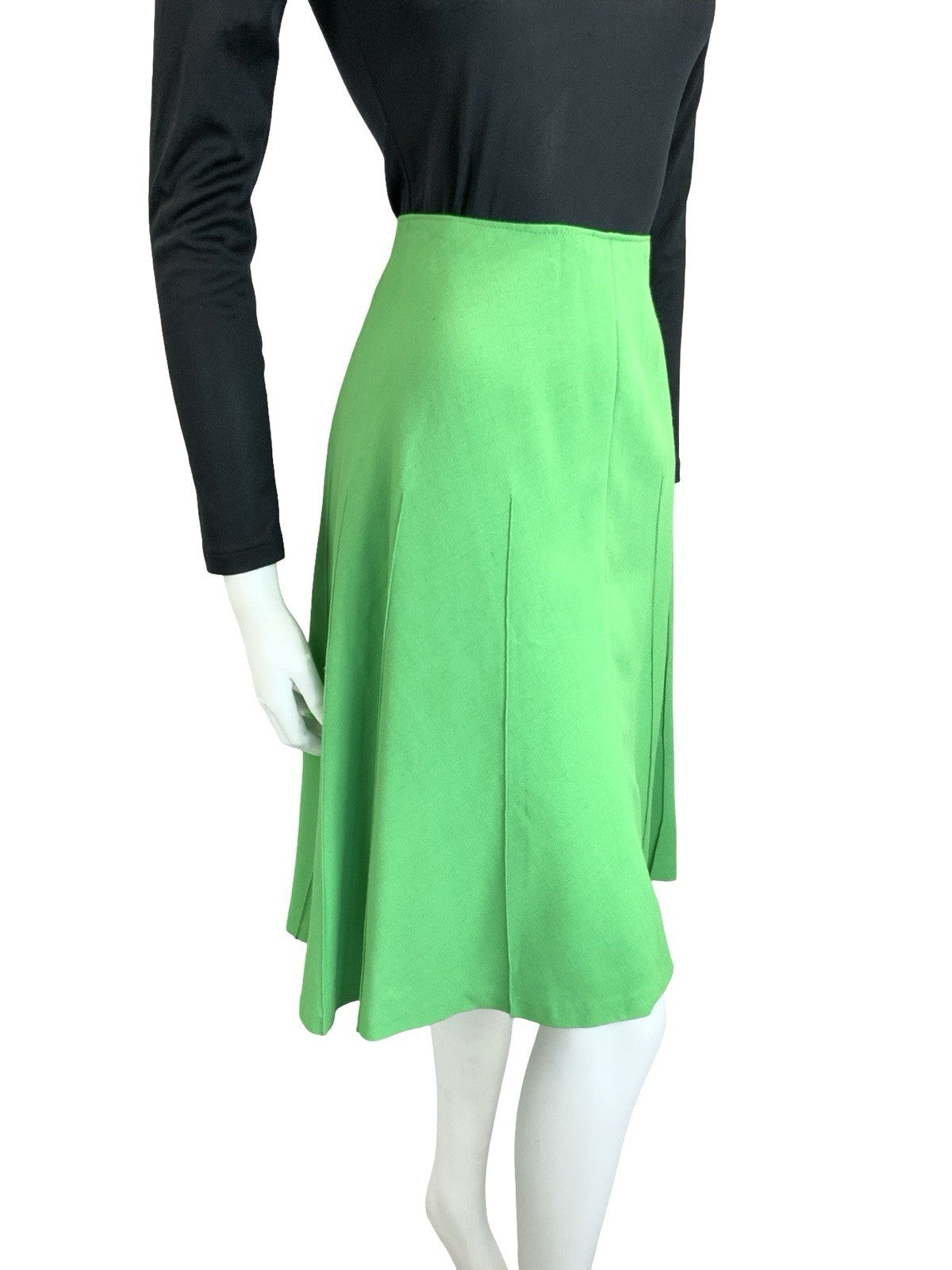 VTG 70S APPLE GREEN MONOCHROME SECRETARY GEEK MIDI SKIRT 4