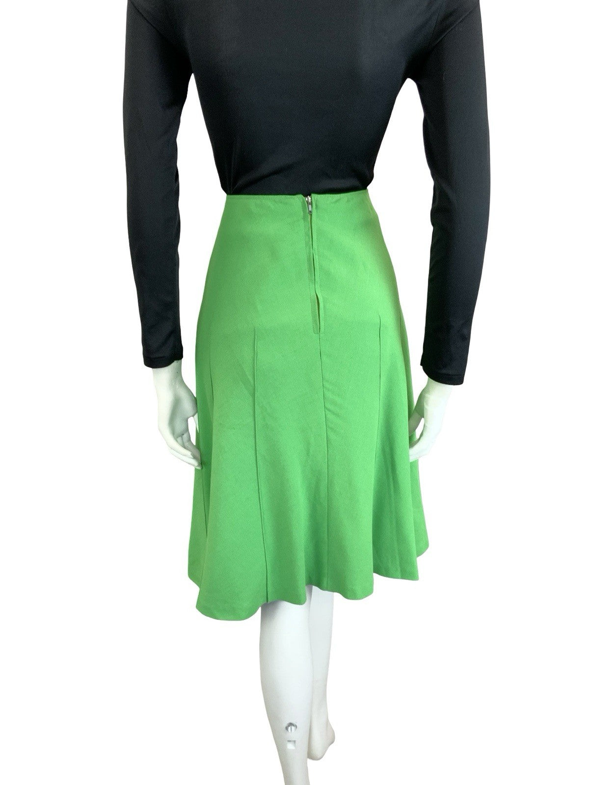 VTG 70S APPLE GREEN MONOCHROME SECRETARY GEEK MIDI SKIRT 4
