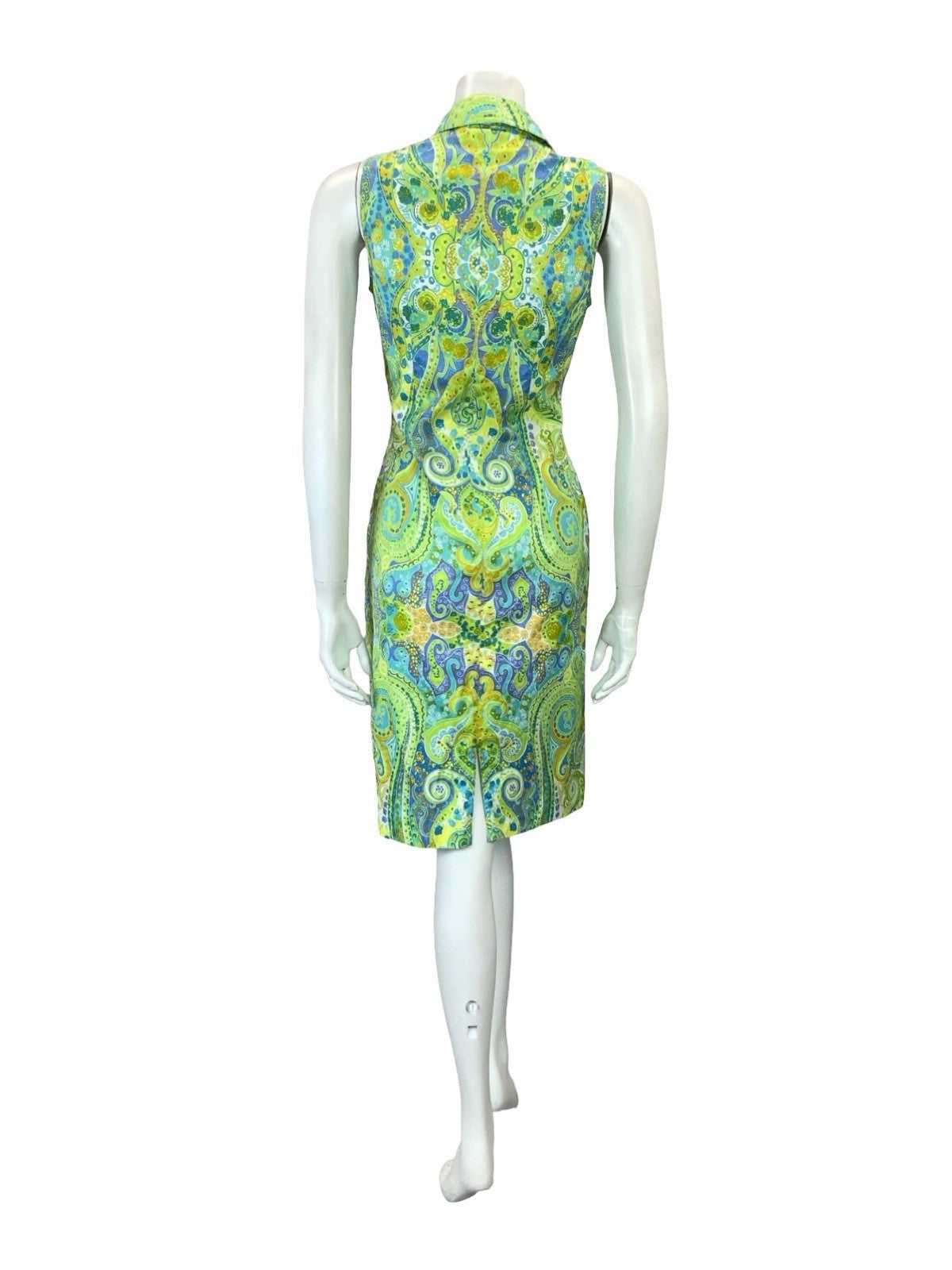 VTG 60S 70S GREEN BLUE WHITE PURPLE PSYCHEDELIC PAISLEY SHIRT DRESS 10