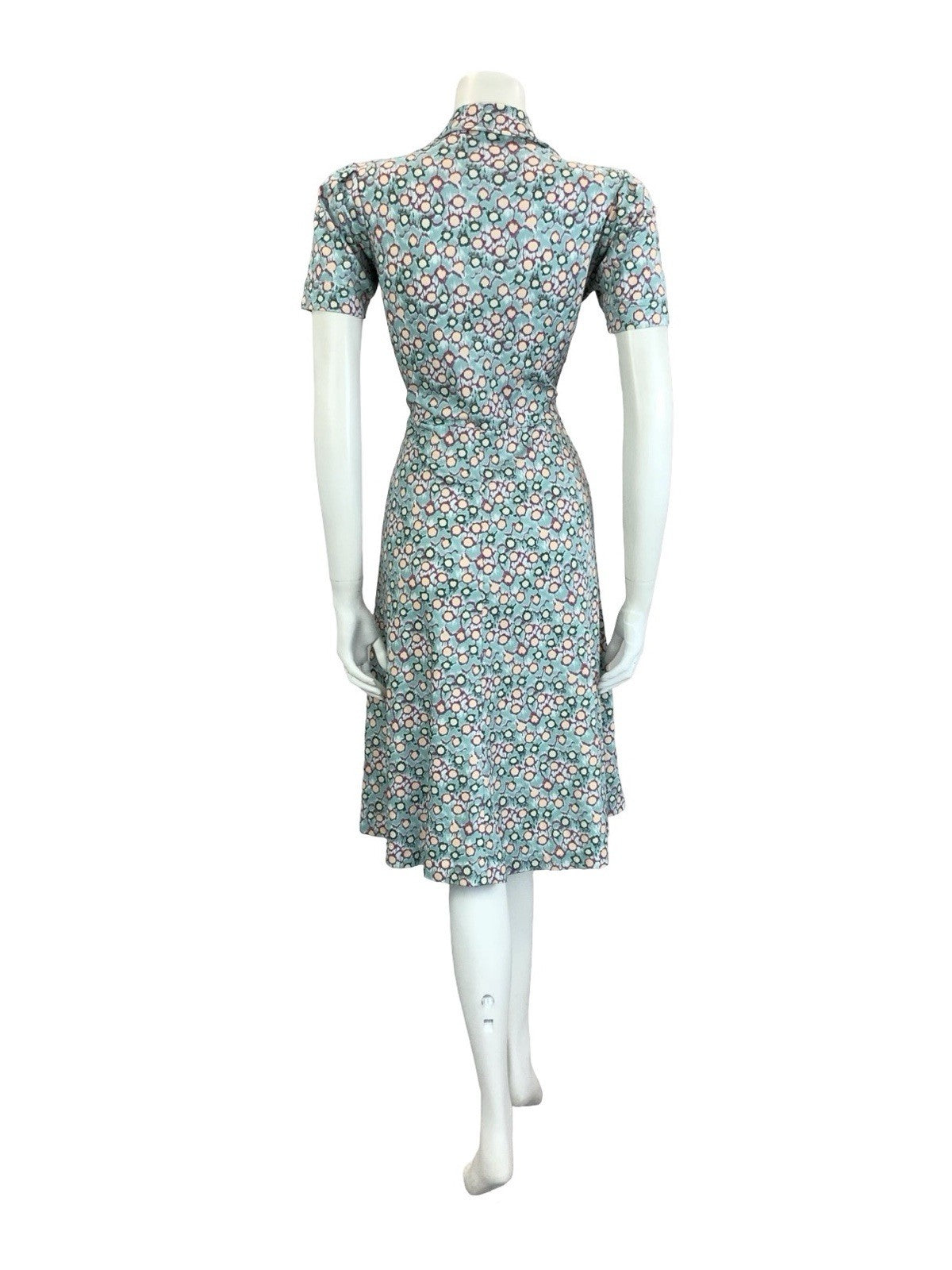 VTG 60S 70S BLUE GREEN PURPLE PETER PAN ZIP UP DOT GEOMETRIC SHIRT DRESS 10
