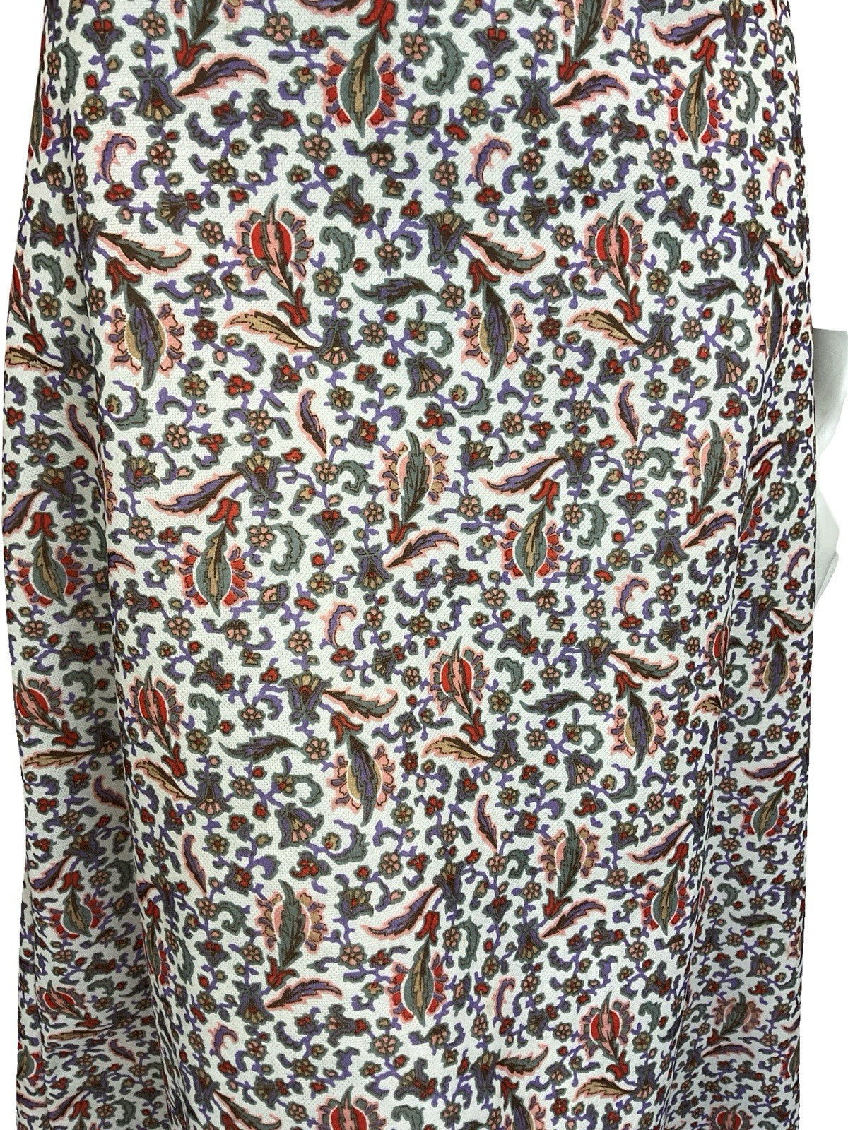 VTG 60S 70S FOLK BOHO WHITE RED GREEN PURPLE BEIGE FLORAL A LINE MIDI SKIRT 10