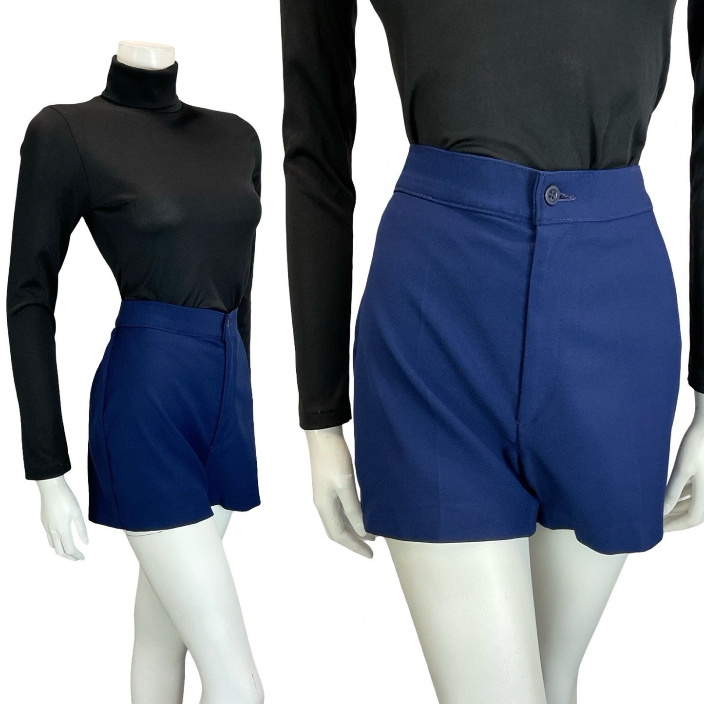 VTG LATE 60S EARLY 70S LEVI'S FOR GALS NAVY BLUE HOT PANTS SHORTS XS 6 8