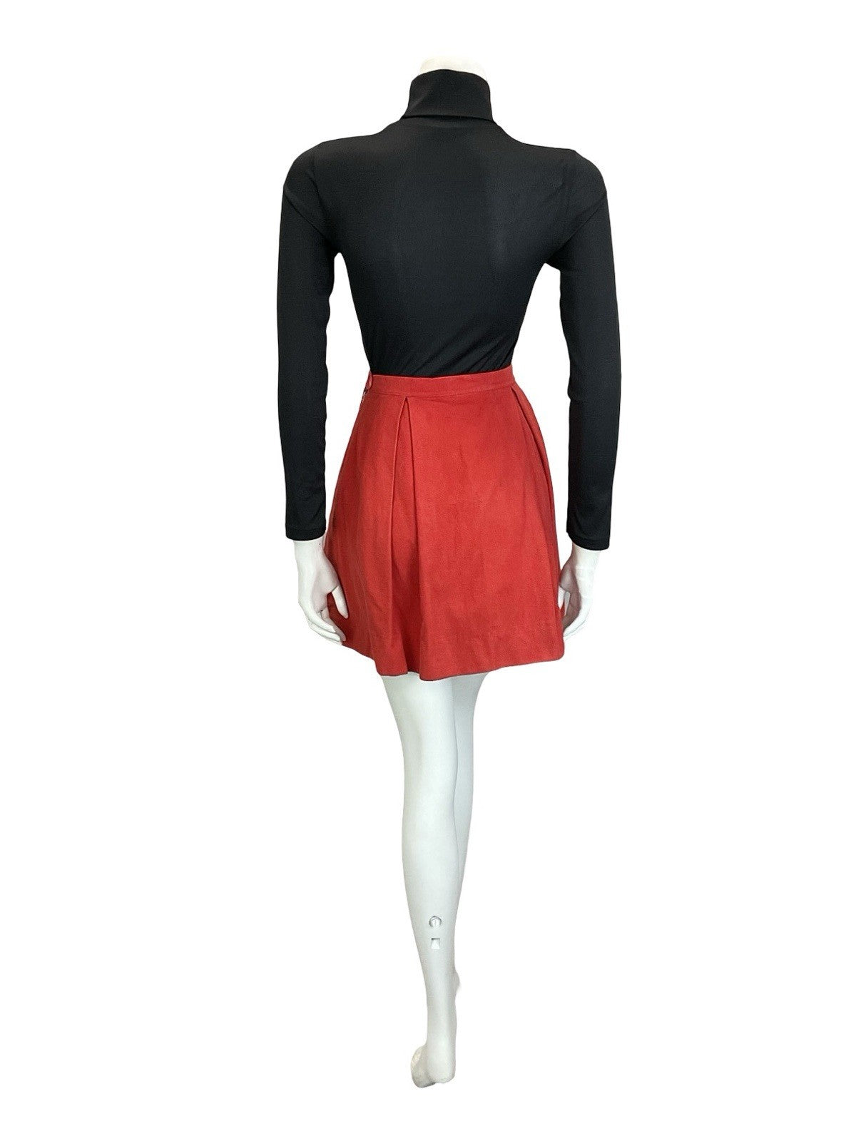 VTG 60S 70S RED WOOL FELT RIC RAC MEDIEVAL PLEATED YELLOW LACE UP MINI SKIRT 4
