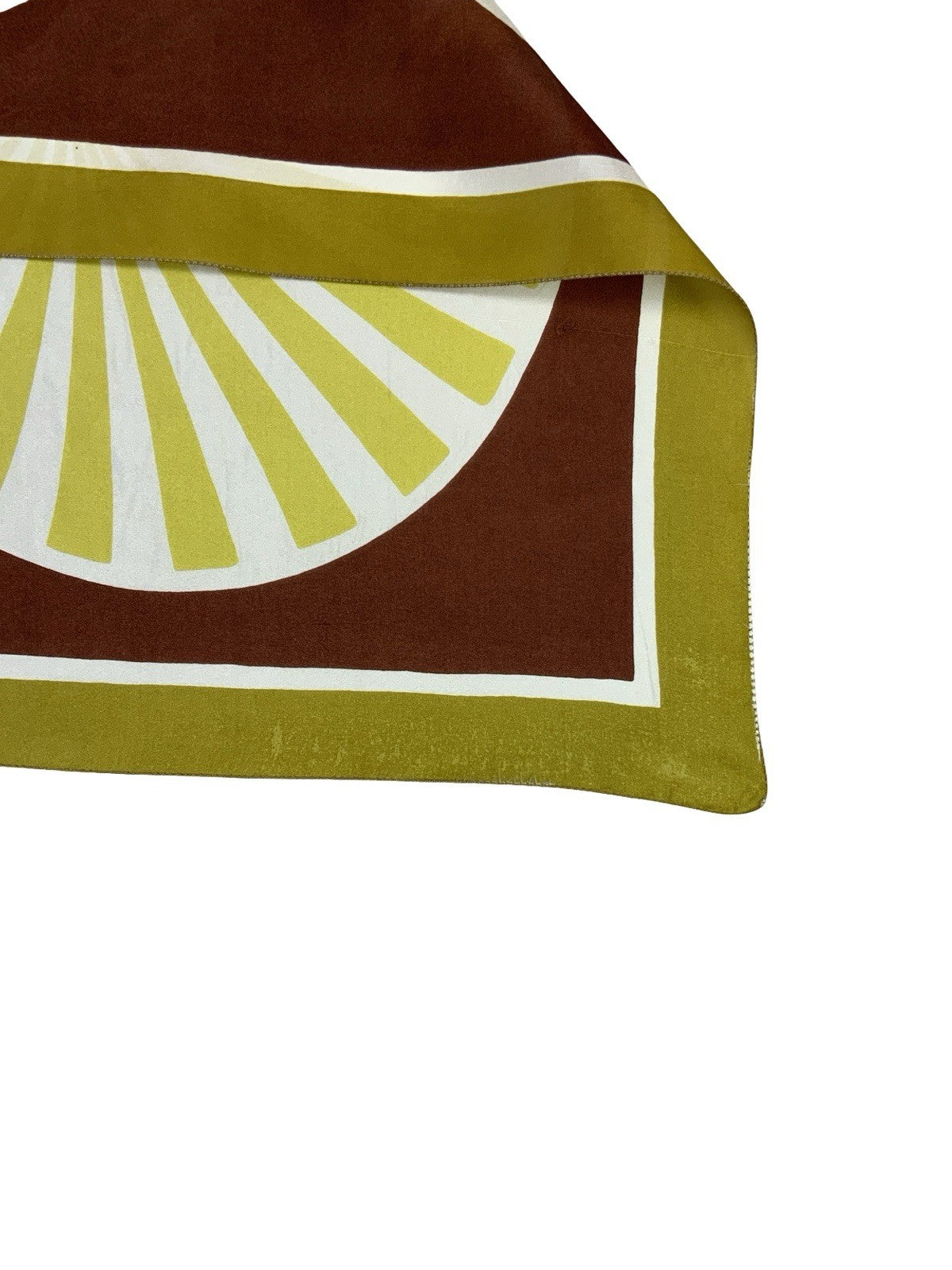 VTG 60S 70S BROWN YELLOW GOLD WHITE GEOMETRIC STRIPE CIRCEL OP ART MOD SCARF