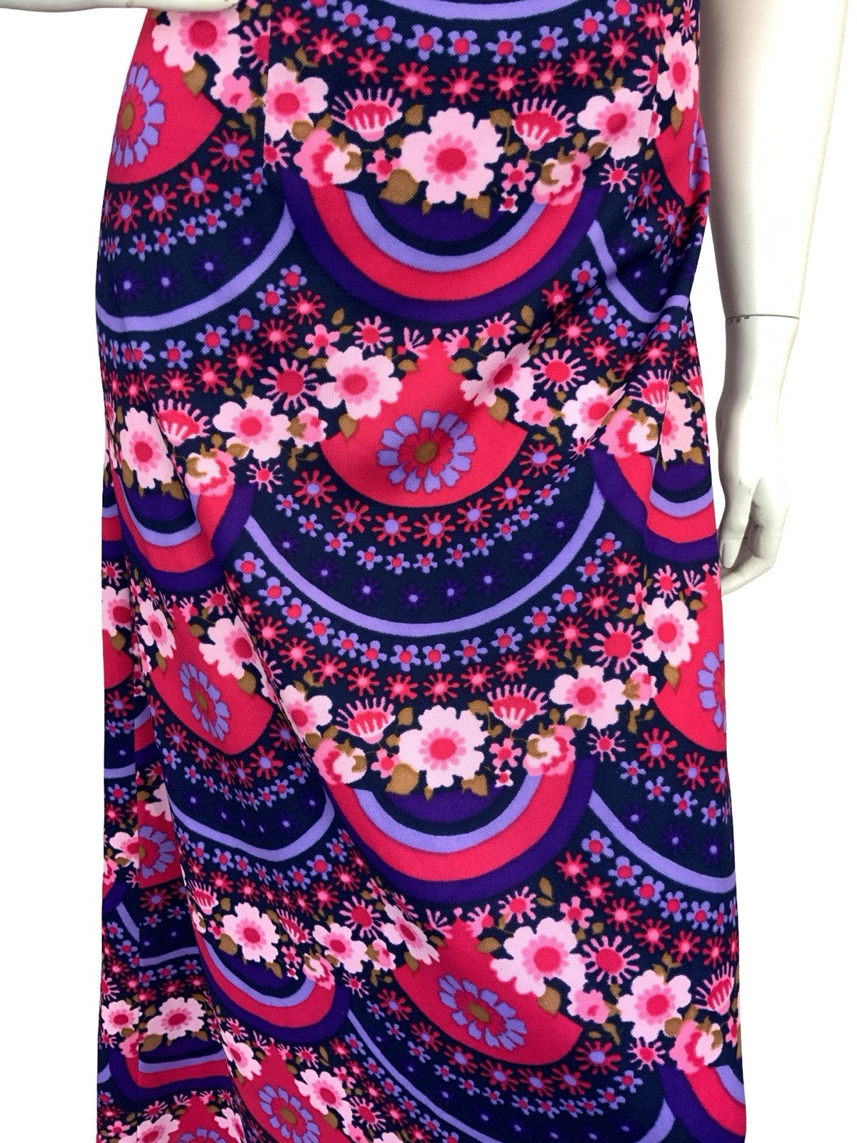 VTG 60S 70S PSYCHEDELIC FLORAL REGENCY MAXI DRESS PURPLE PINK 10