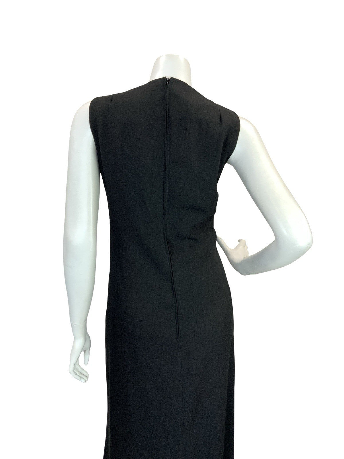 VTG 70S BOHO HIPPY BLACK CREPE MIRROR EMBROIDERY MAXI DRESS 10 12