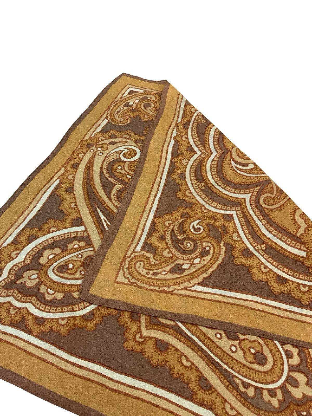VTG 60S 70S PEACH ORANGE BROWN PSYCHEDELIC PAISLEY CLOUD SCARF