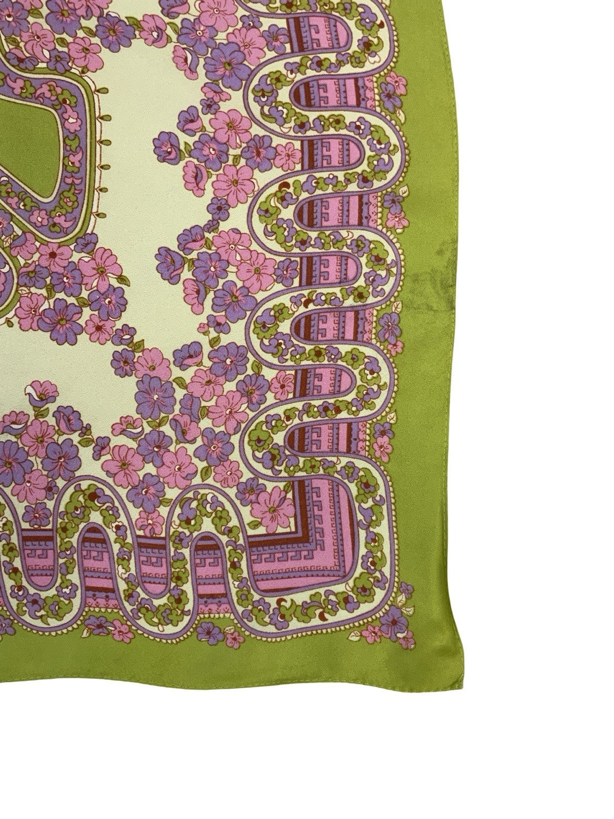 VTG 60S 70S GREEN PINK PURPLE PSYCHEDELIC FLORAL WAVY SCARF
