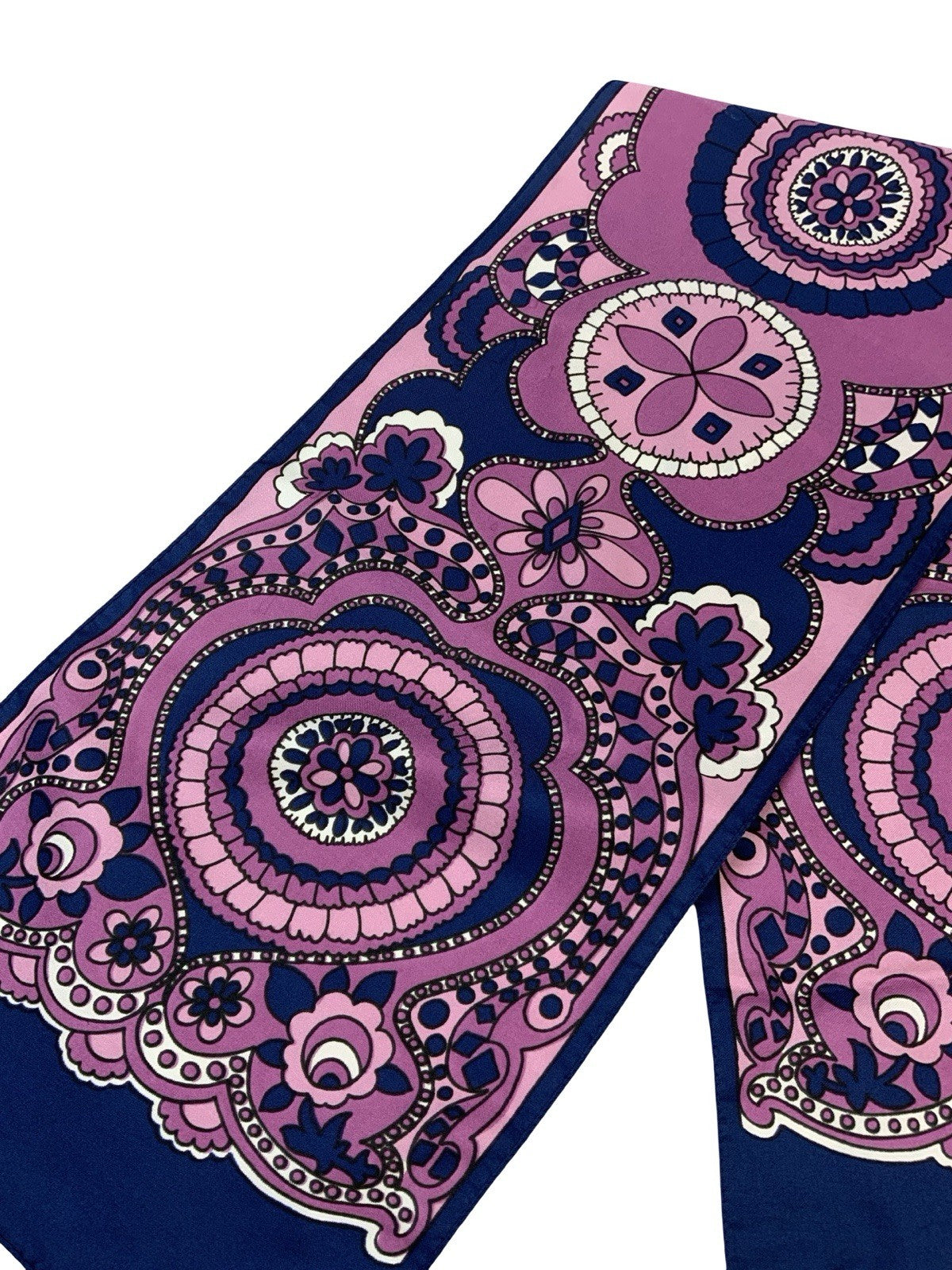 VTG 60S 70S PURPLE NAVY BLUE BLACK PSYCHEDELIC MANDALA SCARF
