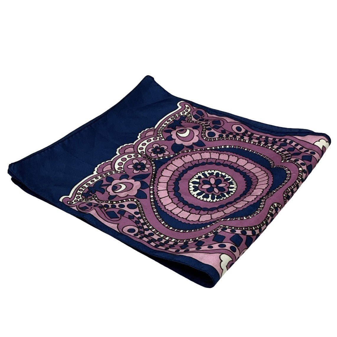 VTG 60S 70S PURPLE NAVY BLUE BLACK PSYCHEDELIC MANDALA SCARF