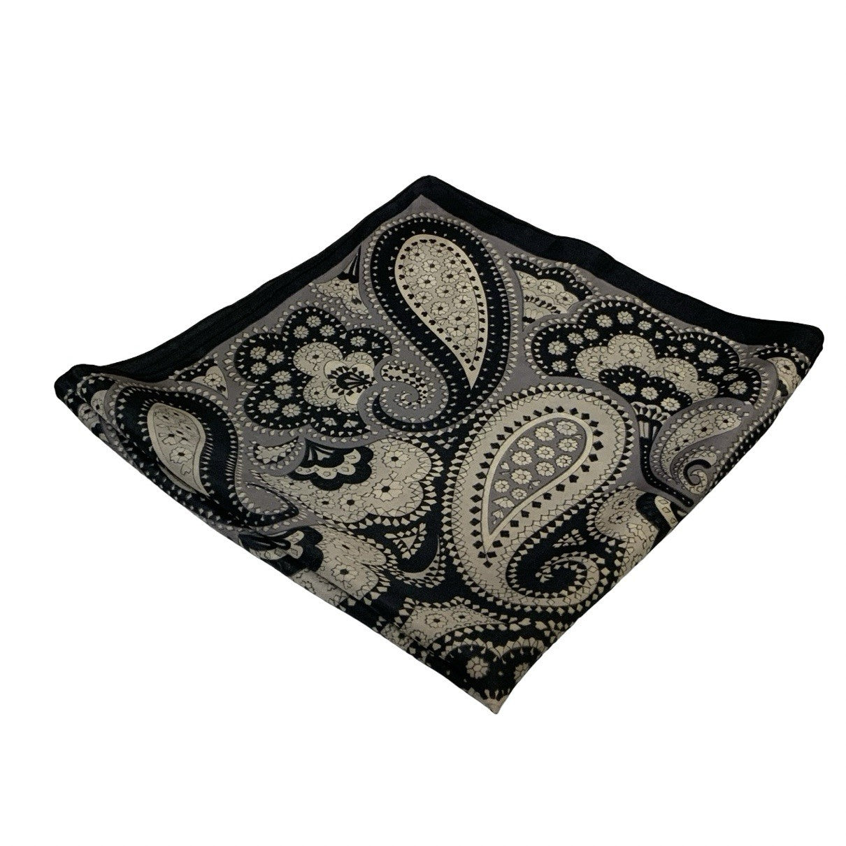 VINTAGE 60S 70S BLACK GREY PSYCHEDELIC PAISLEY SCARF