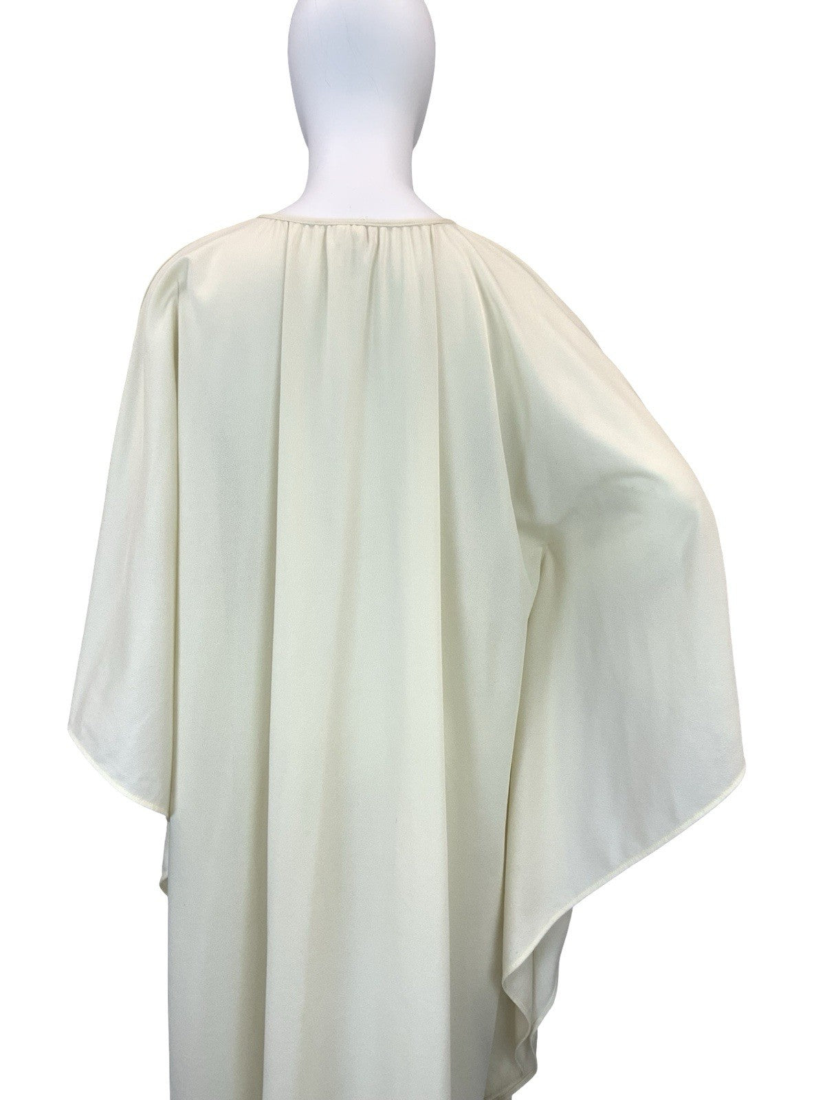 VTG 60S 70S CREAM RED BLUE YELLOW FOLK BOHO FLORAL KAFTAN MAXI DRESS 18