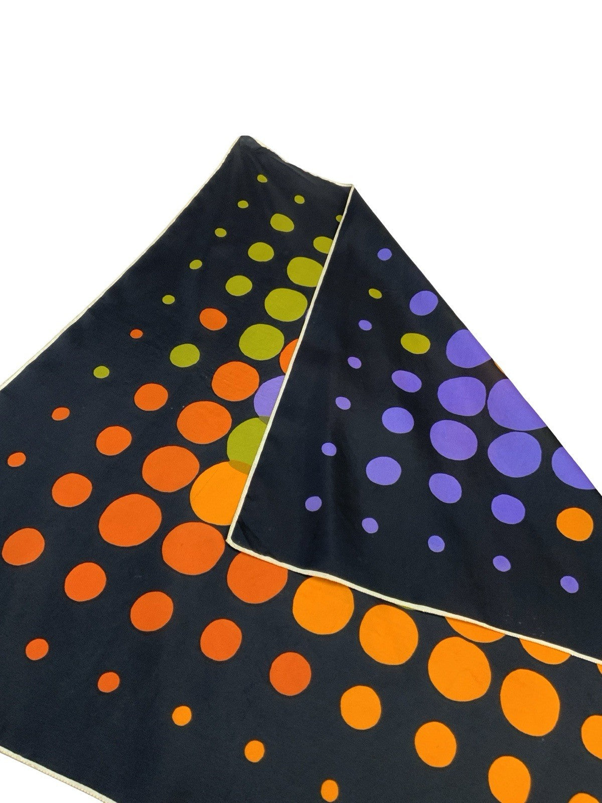 VTG 60S 70S BLACK PURPLE ORANGE GREEN DOTTY OP ART CIRCLE SCARF