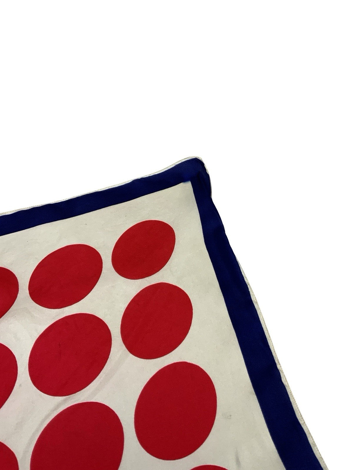 VTG 60S MOD RED CREAM BLUE GEOMETRIC DOT CIRCLE SQUARE BAUHAUS SCARF