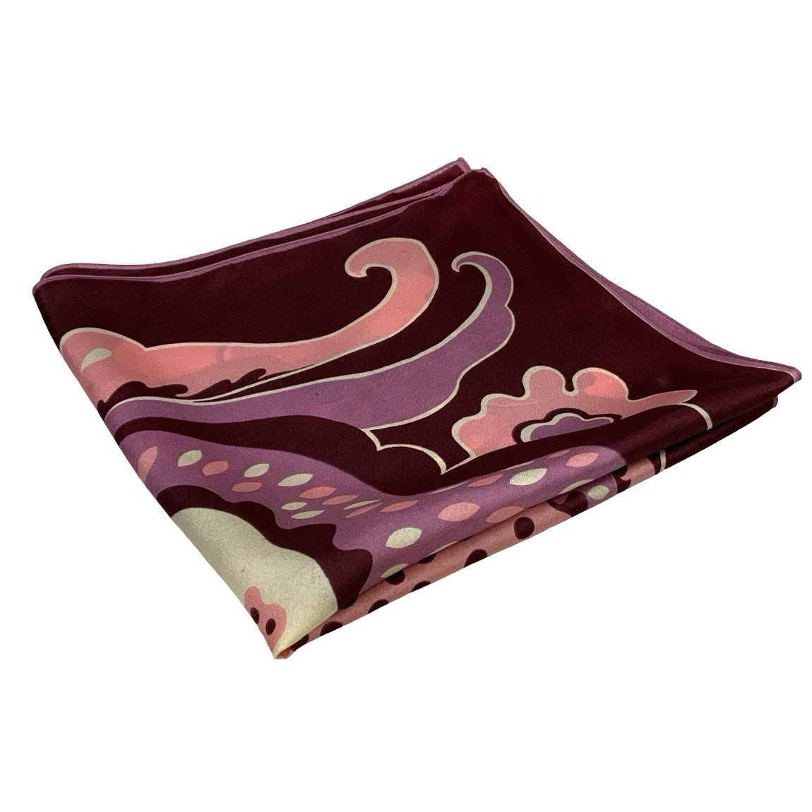 VTG 60S 70S PINK PURPLE WHITE PSYCHEDELIC DOTTY SWIRLING FLOWER SCARF
