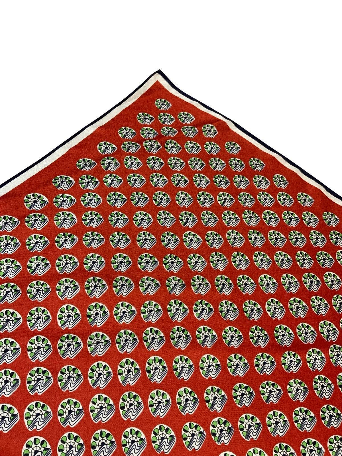 VTG 60S 70S MOD GEOMETRIC RED WHITE NABY BLUE GREEN TILED WATERWHEEL DOT SCARF