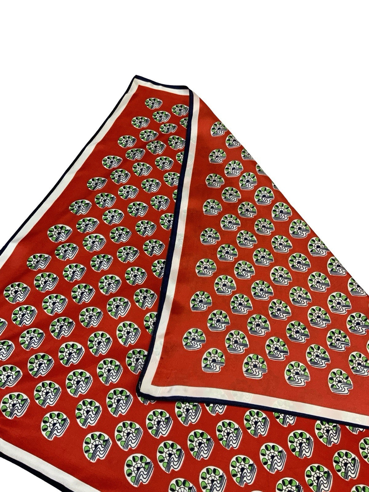 VTG 60S 70S MOD GEOMETRIC RED WHITE NABY BLUE GREEN TILED WATERWHEEL DOT SCARF