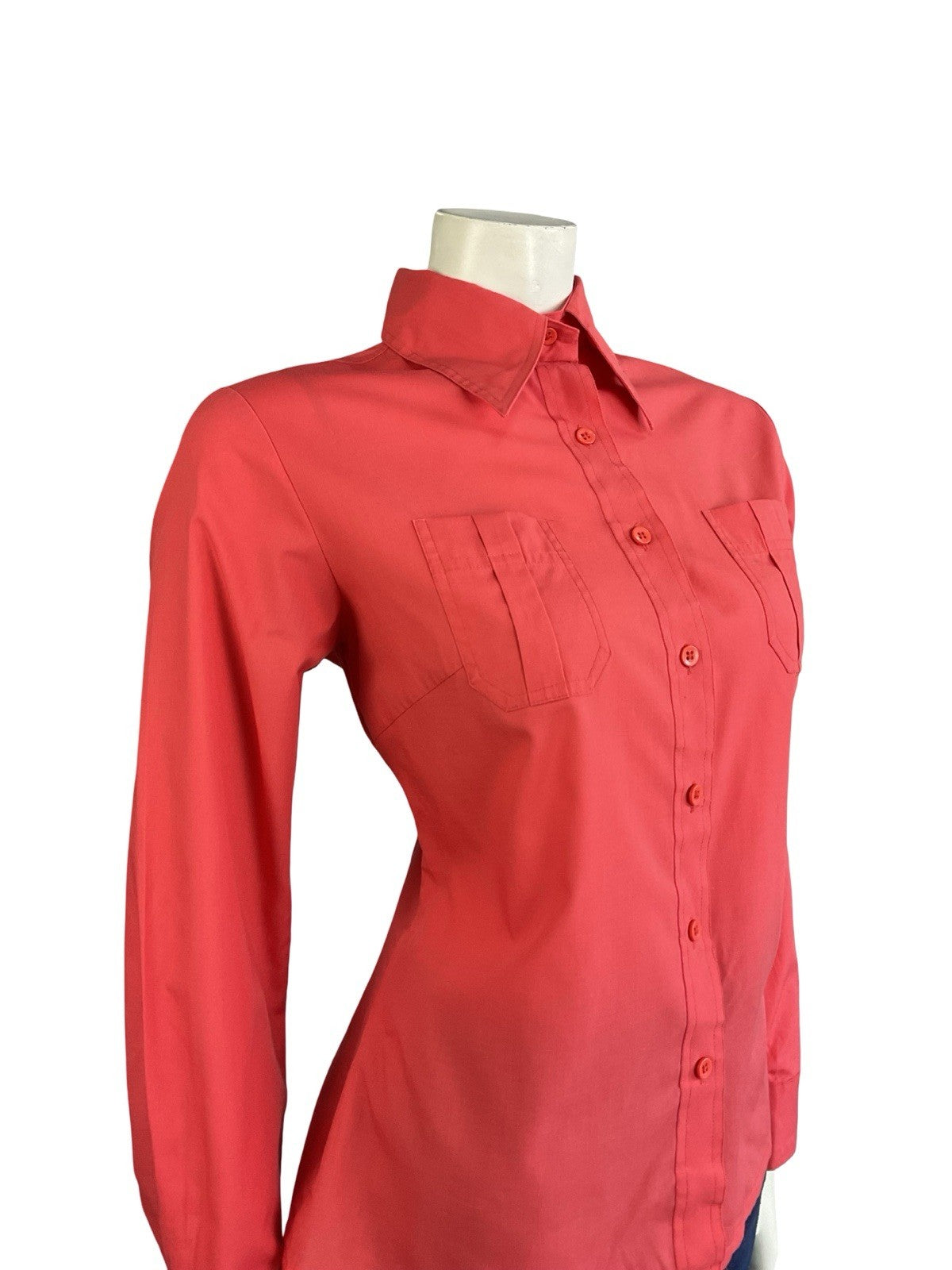 VTG 60S 70S MONOCHROME MOD BRIGHT RED DAGGER COLLAR SHIRT 14