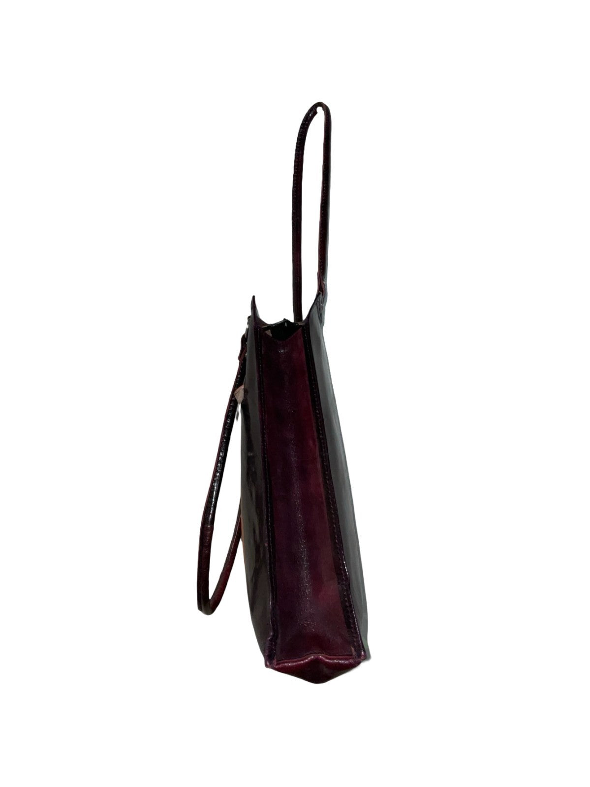 VTG 70S STYLE PURPLE RED GREEN MOD RETRO LEATHER SQUARE GEOMETRIC SHOULDER BAG