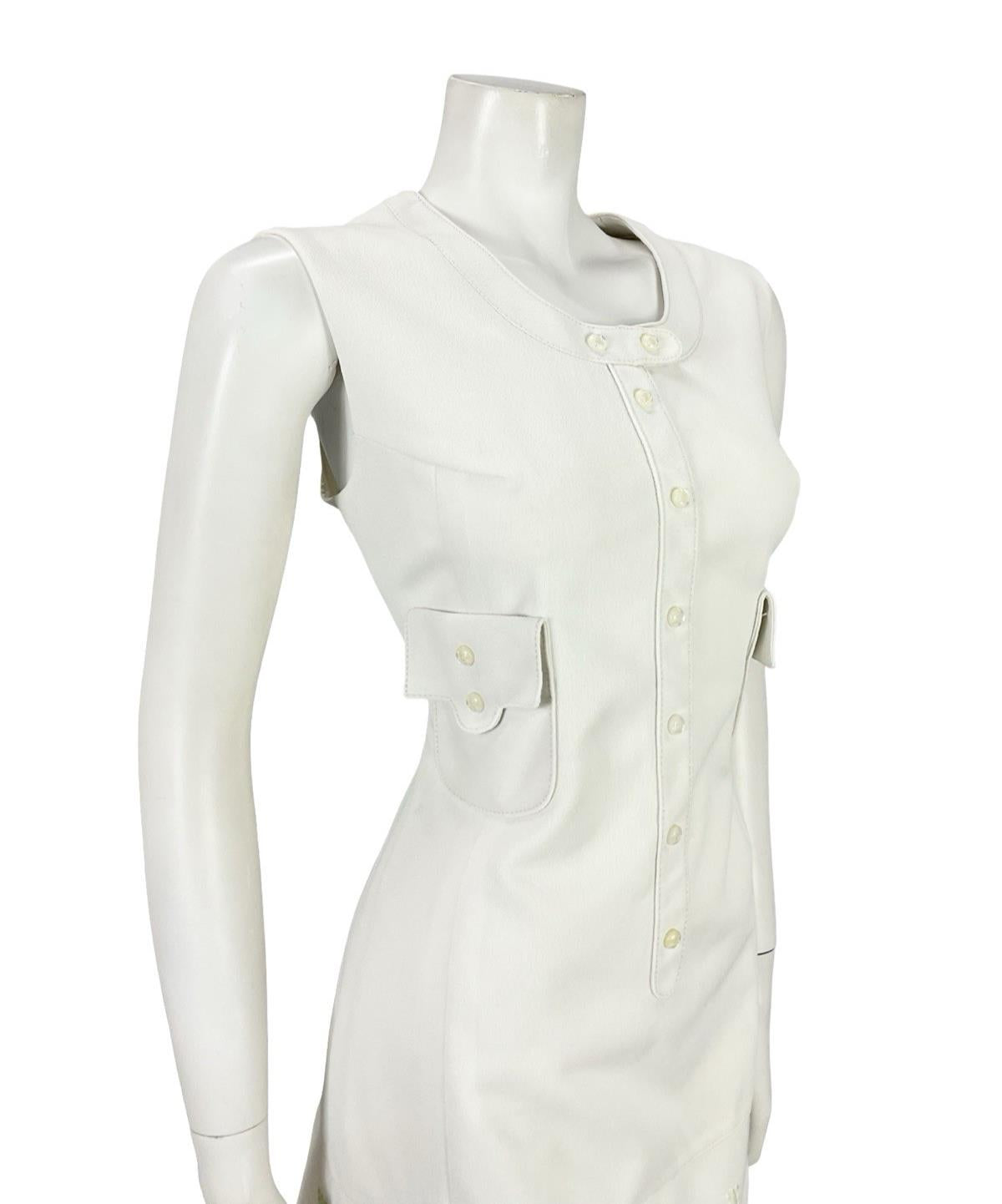 VTG 60S 70S LUCIE LINDEN WHITE GREEN GEOMETRIC MOD EMBROIDERED SHIFT DRESS 12 14