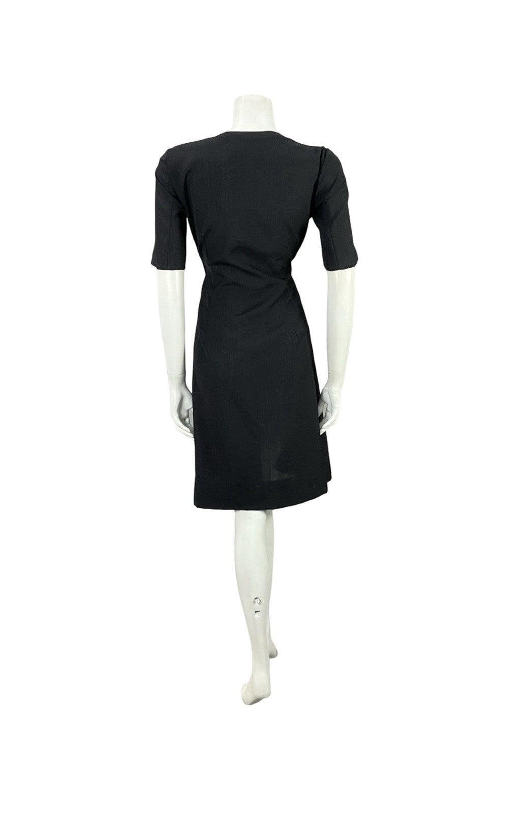 VTG 60S MOD FOLK BLACK RED GREEN FLORAL WHEAT SQUARE NECK WIGGLE DRESS 10