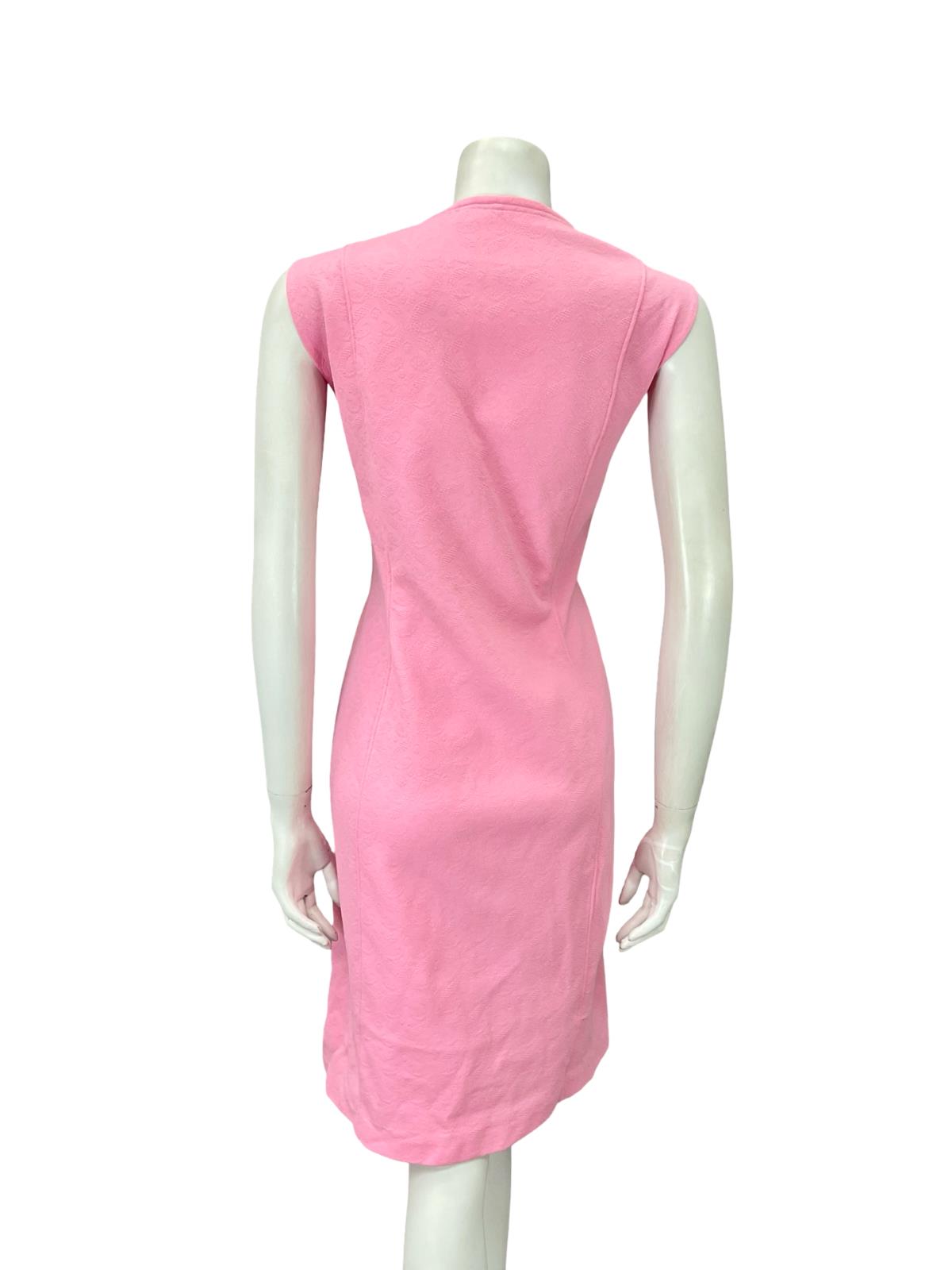VTG 60S MOD GOGO BRIGHT PINK MONOCHROME WIGGLE PARTY DRESS 16