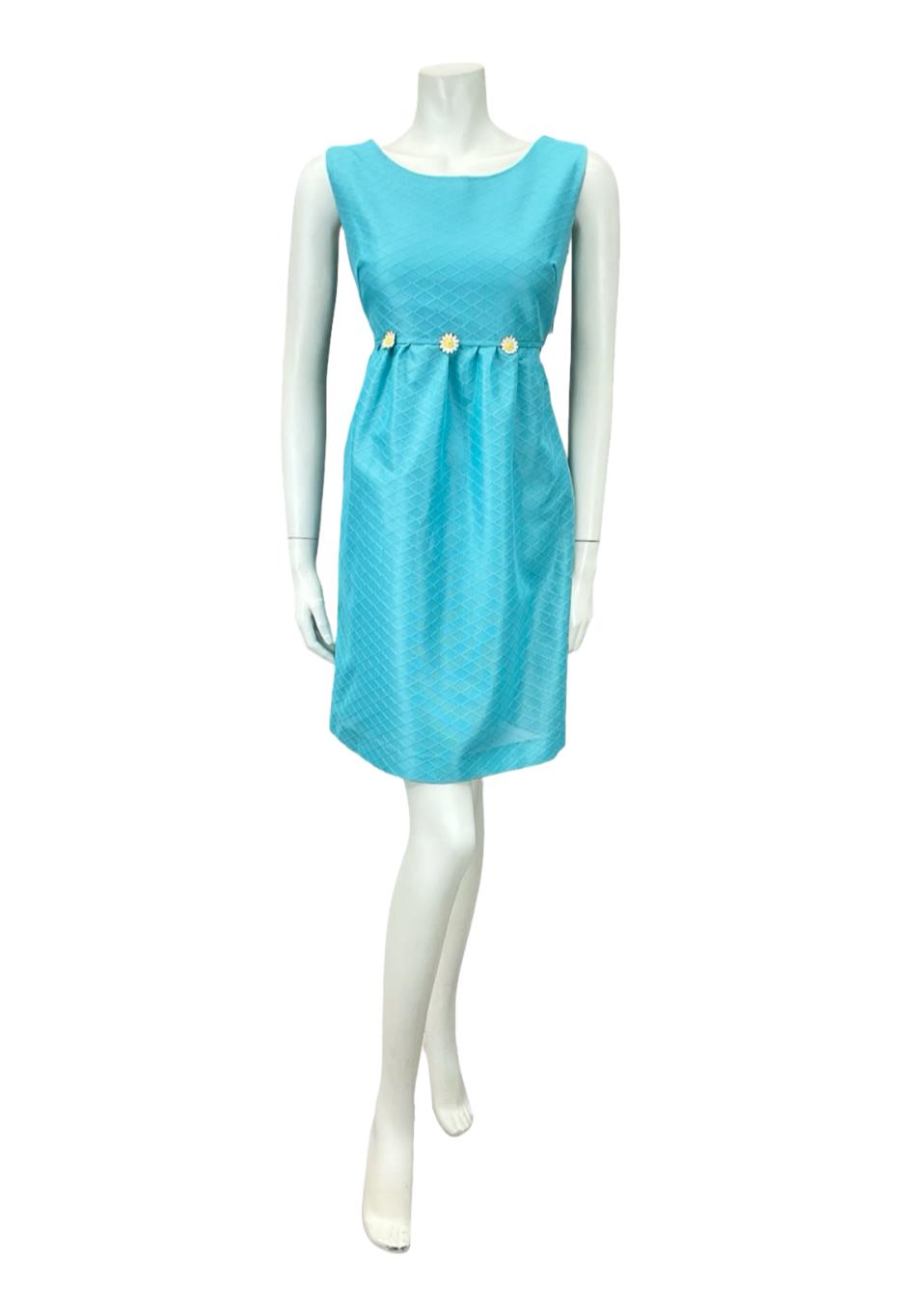 VTG 60S MOD GOGO BLUE DAISY TULIP COCKTAIL PARTY MINI DRESS 10