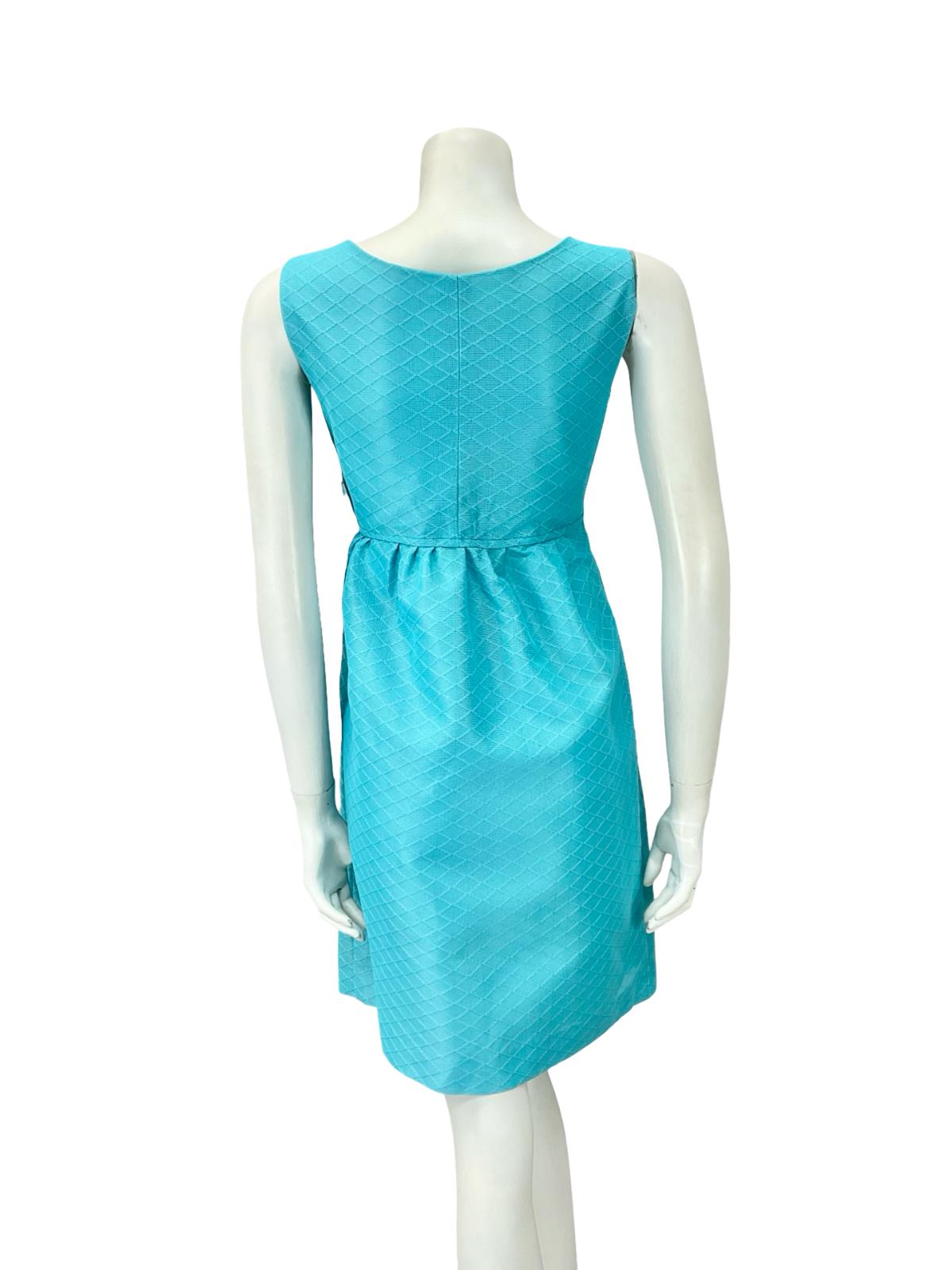 VTG 60S MOD GOGO BLUE DAISY TULIP COCKTAIL PARTY MINI DRESS 10