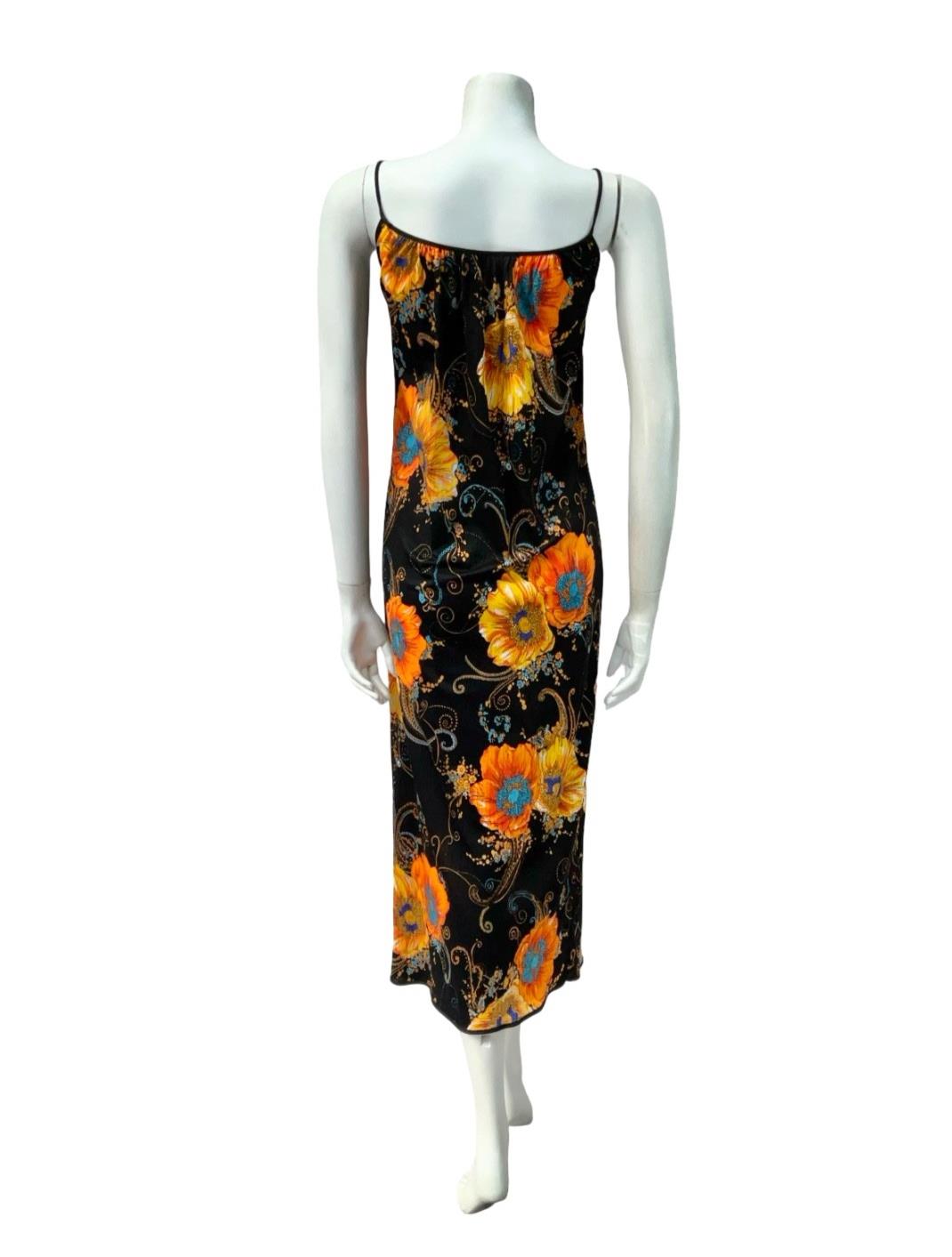 VTG 70S BLACK ORANGE BLUE POPPY PAISLEY RUFFLE PSYCHEDELIC SUN DRESS 10