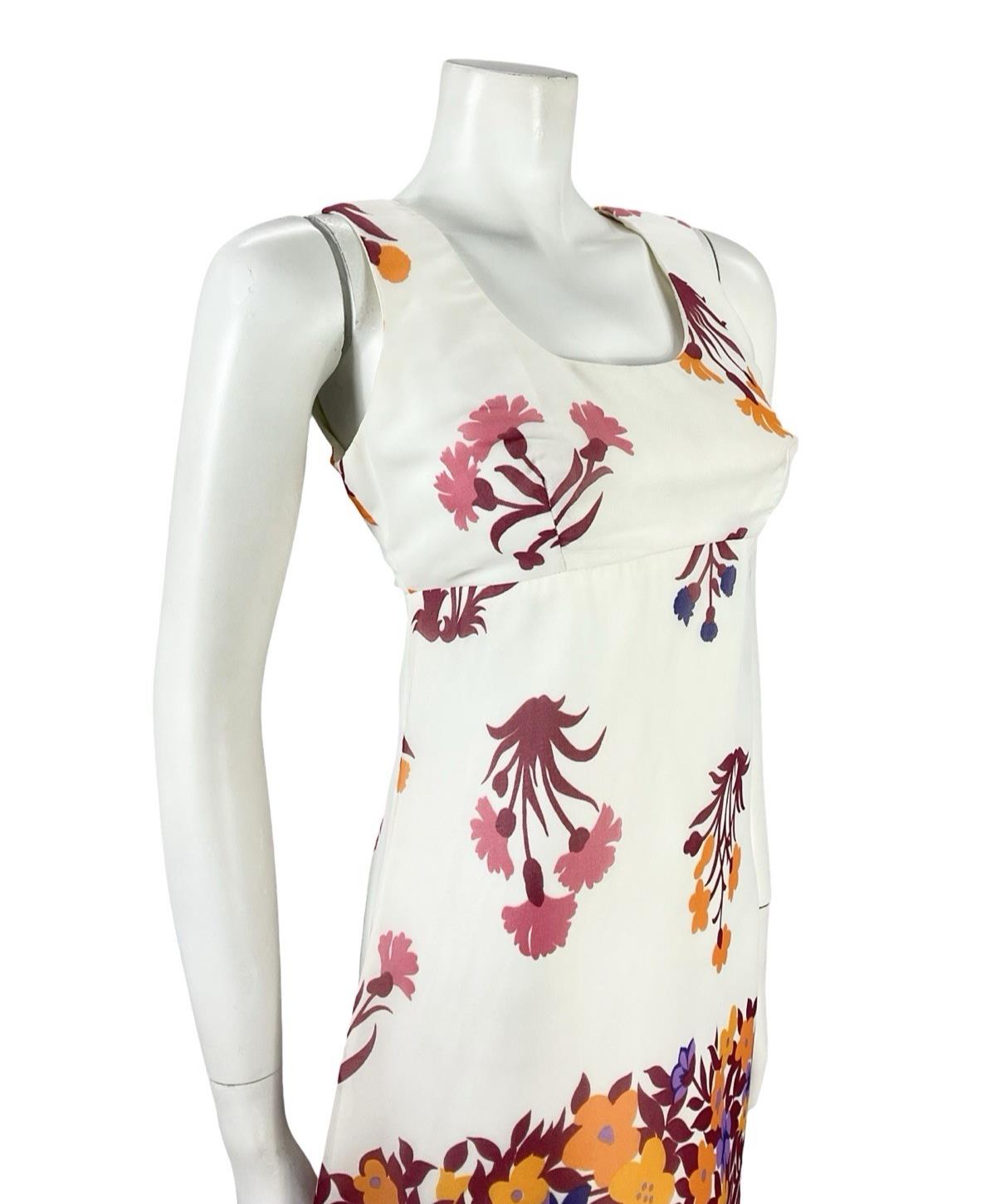 VTG 60S WHITE RED PINK ORANGE PURPLE MOD GOGO MINI FLORAL EMPIRE MINI DRESS 8