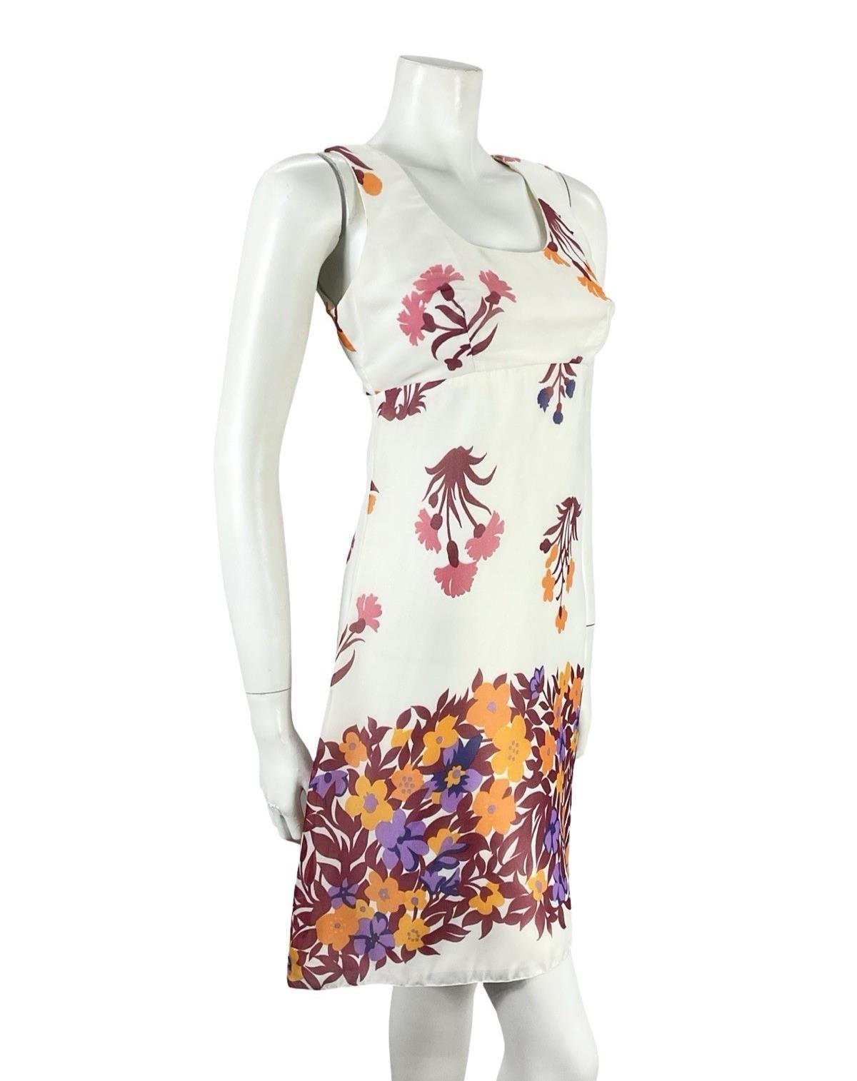 VTG 60S WHITE RED PINK ORANGE PURPLE MOD GOGO MINI FLORAL EMPIRE MINI DRESS 8