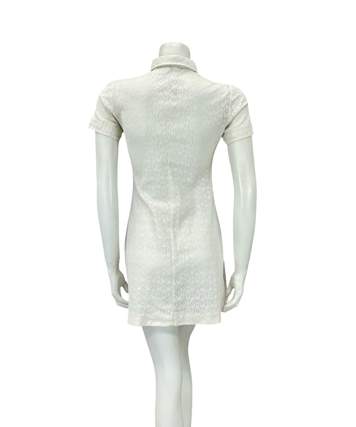 VTG 60S CREAM LACE DAGGER COLLAR MOD GOGO BOHO MINI SHIRT DRESS XS 6