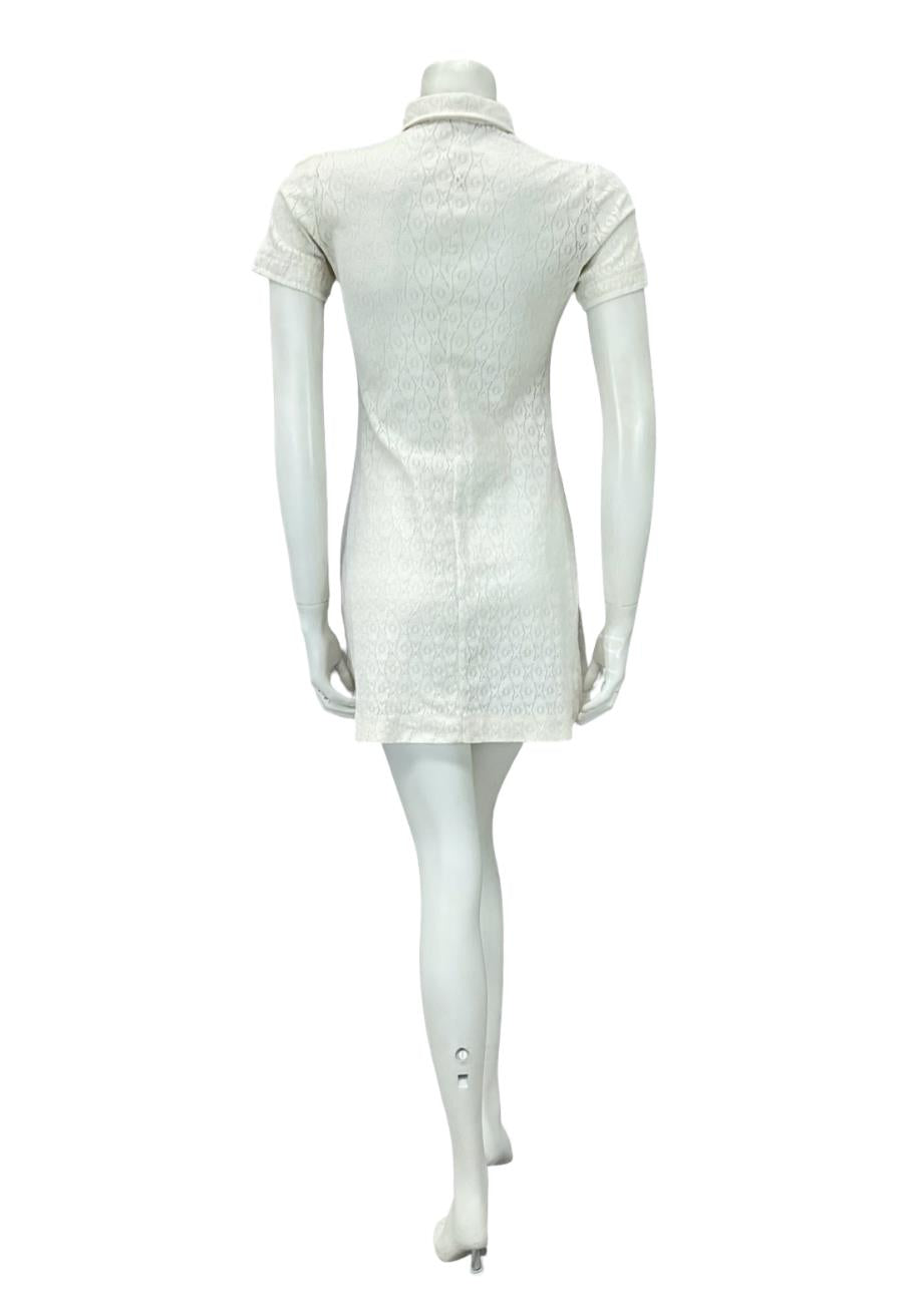 VTG 60S CREAM LACE DAGGER COLLAR MOD GOGO BOHO MINI SHIRT DRESS XS 6