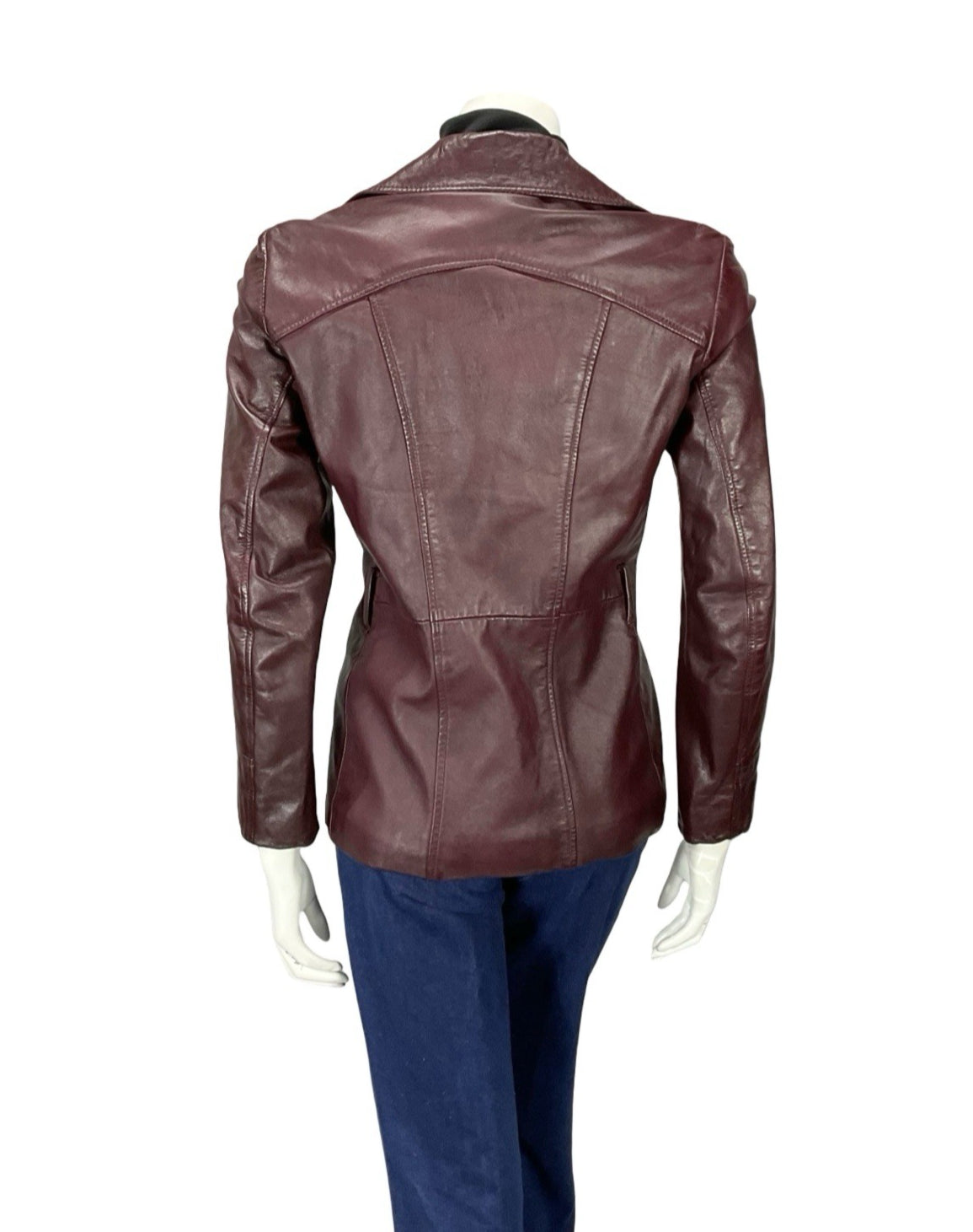 VTG 60S 70S PLUM PURPLE AUBERGINE LEATHER MOD NOTCH LAPEL JACKET 12
