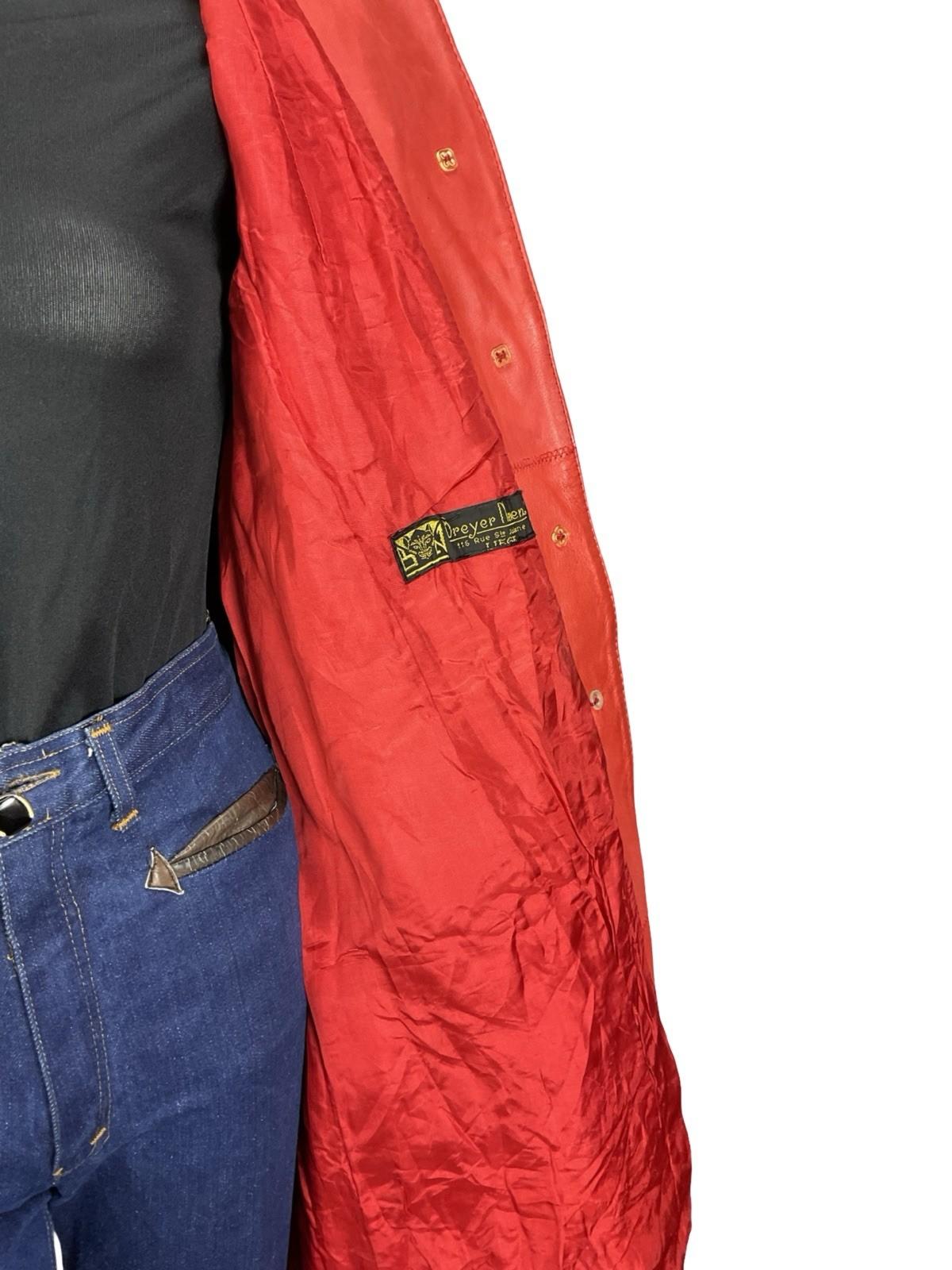 VTG 60S MOD GOGO BRIGHT RED LEATHER DAGGER COLLAR SHIFT JACKET 12