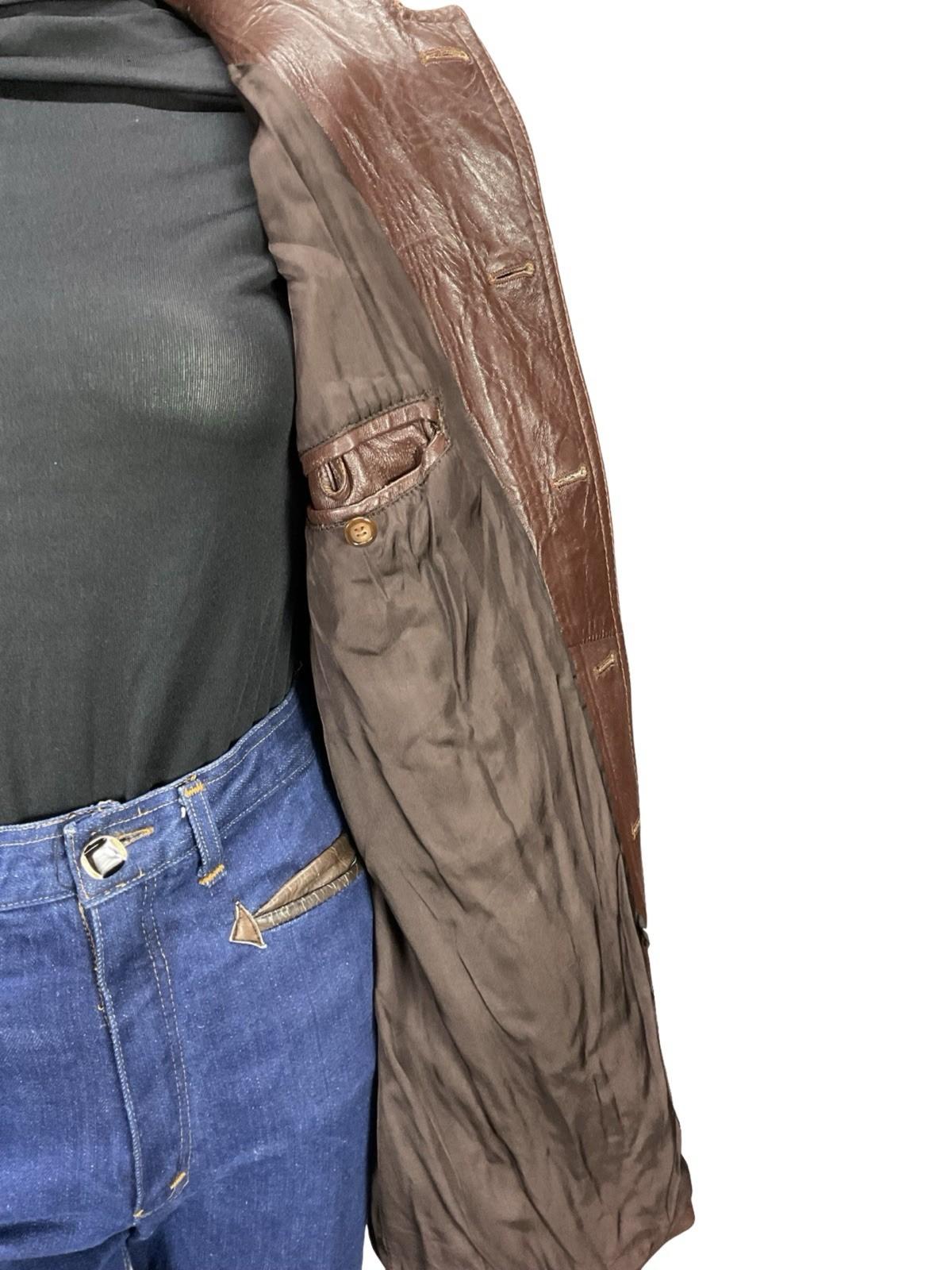 VTG 60S 70S REDDISH BROWN LEATHER WESTERN DAGGER COLLAR JACKET 12 14 M