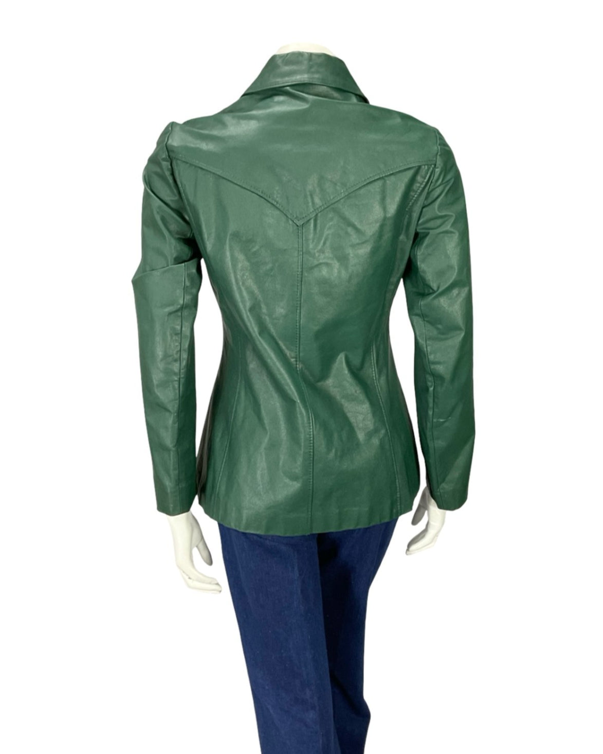 VTG 60S 70S MOD FOREST GREEN GREEN LEATHER DAGGER COLLAR LEATHER JACKET 8