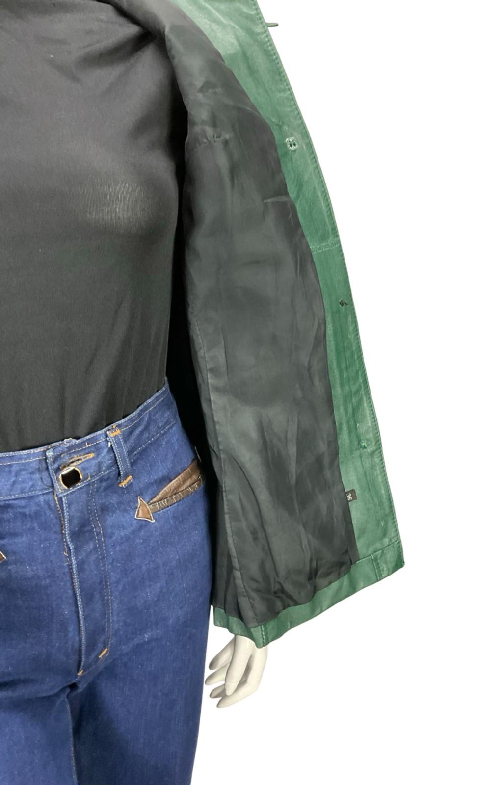 VTG 60S 70S MOD FOREST GREEN GREEN LEATHER DAGGER COLLAR LEATHER JACKET 8