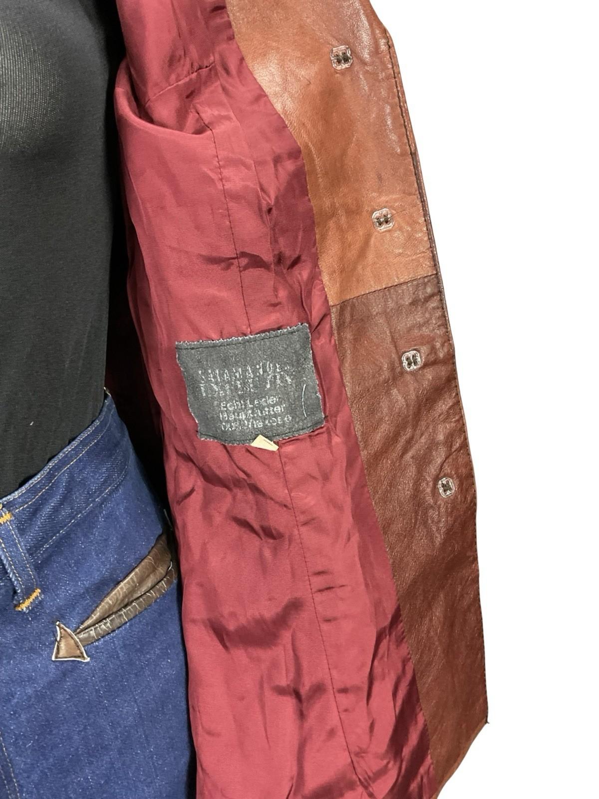 VTG 60S 70S TAN BROWN LEATHER NOTCH LAPEL MOD WELT POCKET BUTTON DOWN JACKET 8
