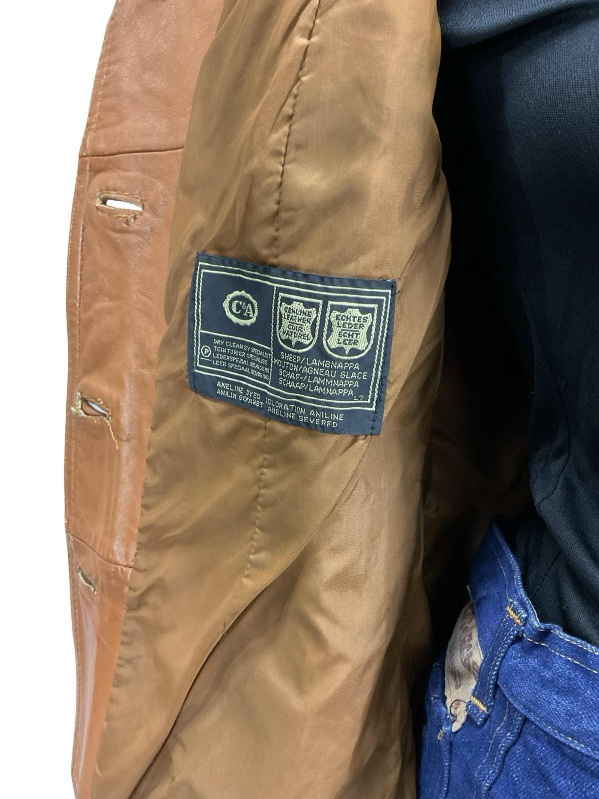 VTG 70S C&A TAN BROWN LEATHER NOTCH LAPEL JACKET WITH POCKETS 14