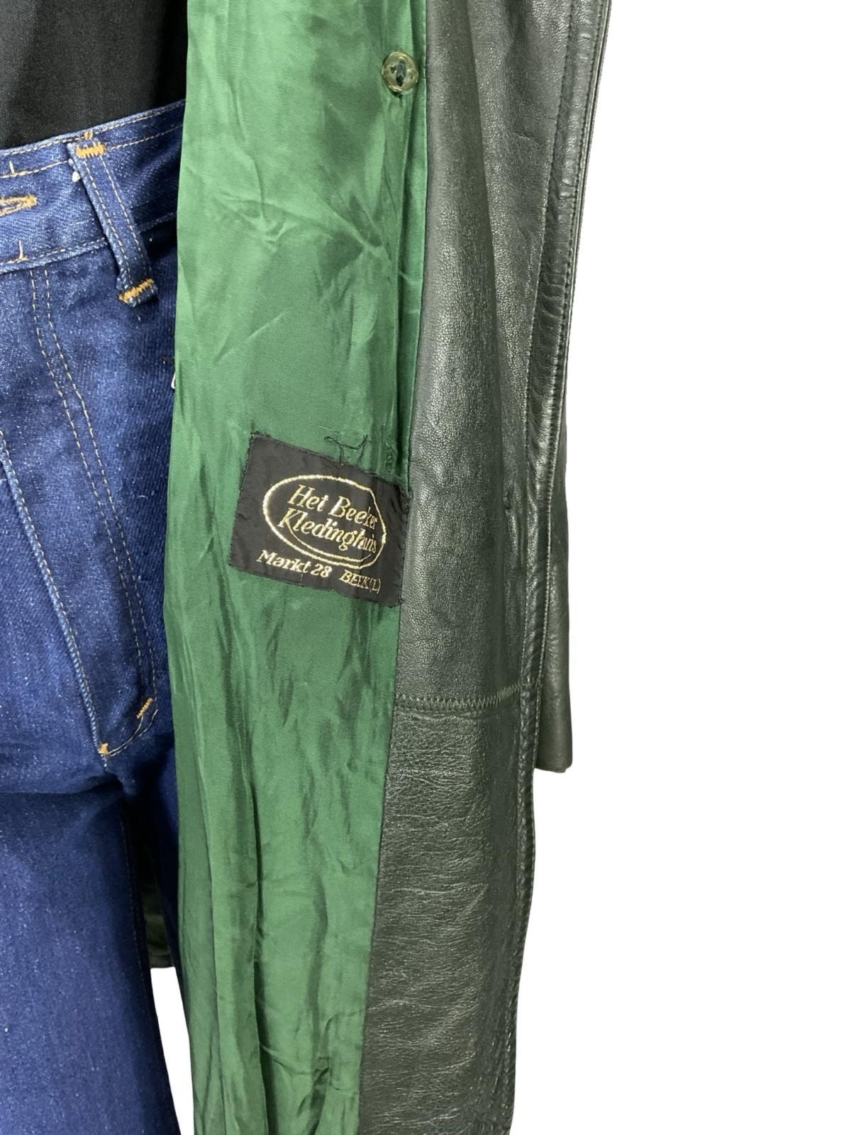 VTG 60S 70S DARK GREEN LEATHER MOD TAILORED BLAZER DOUBLE BREASTED JACKET 16