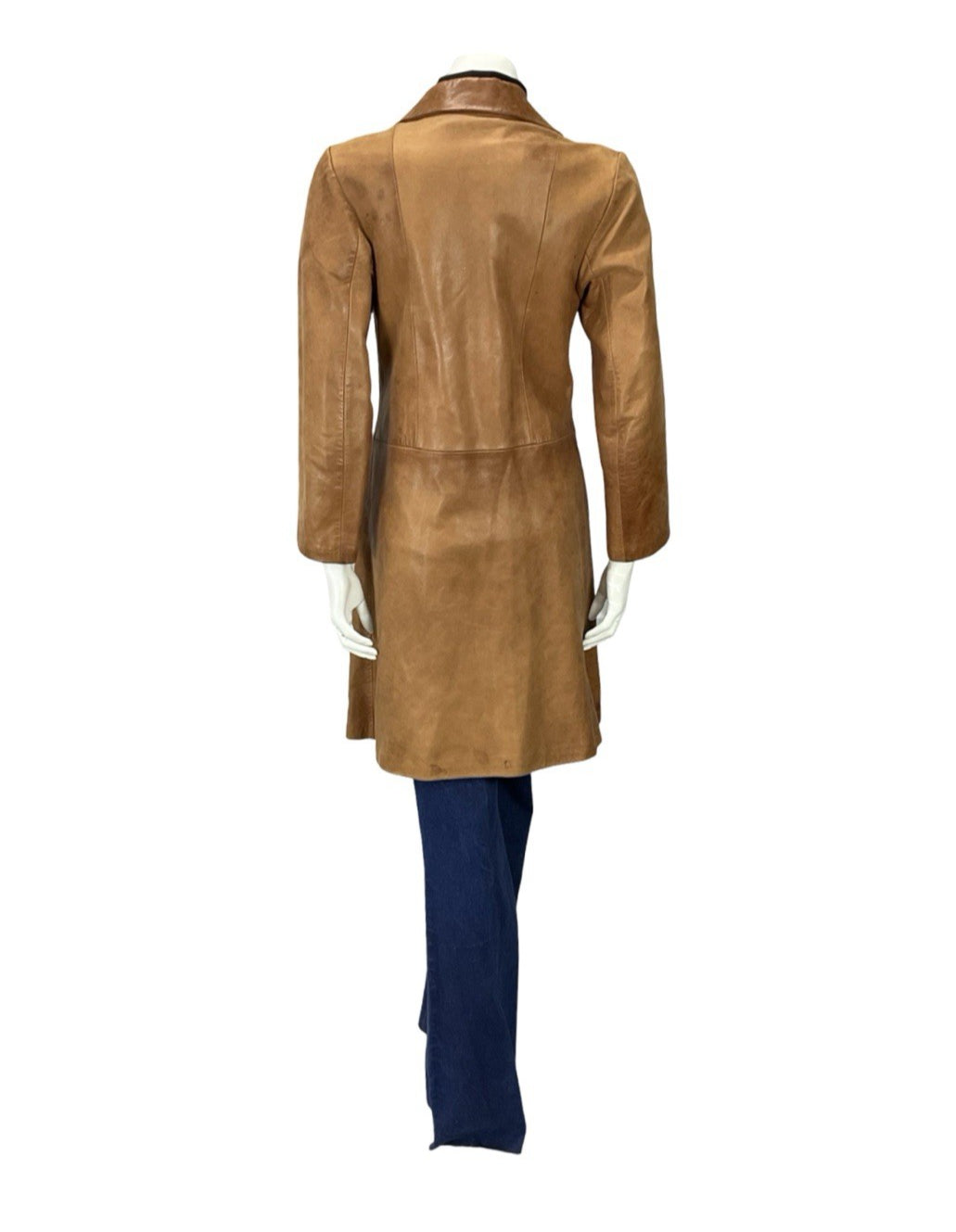 VTG 60S 70S SOFT BROWN LEATHER NOTHC LAPEL CROPPED SLEEVE MOD JACKET 10