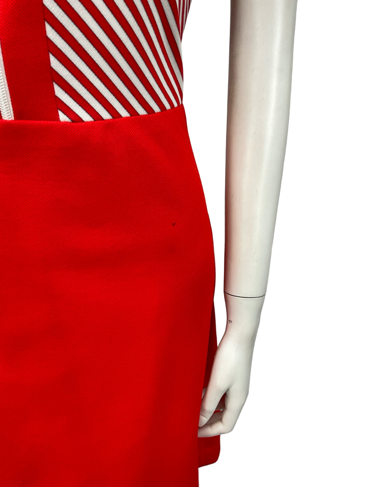 VTG 60S MOD GEOMETRIC RED WHITE STRIPED DAGGER ZIP UP A LINE SHIRT DRESS 10